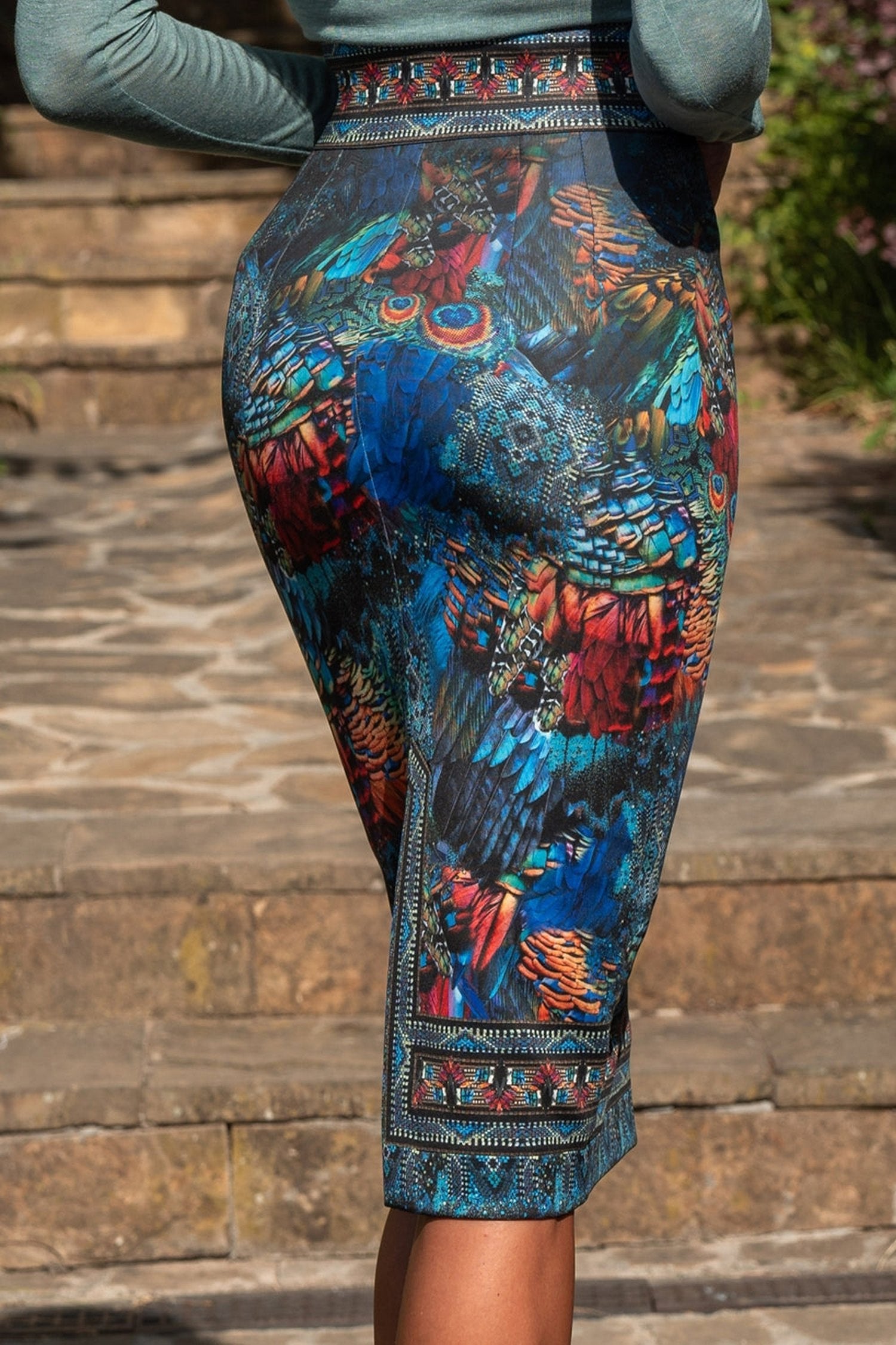 FRENCH TERRY KNEE-LENGTH SKIRT - AMAZONIA