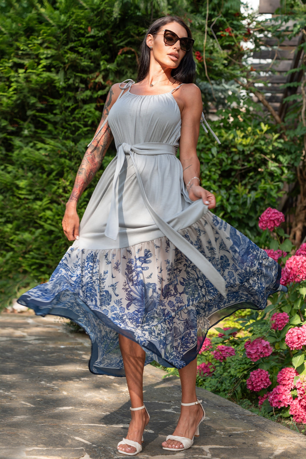 LONG VISCOSE DRESS - ASIA SKY