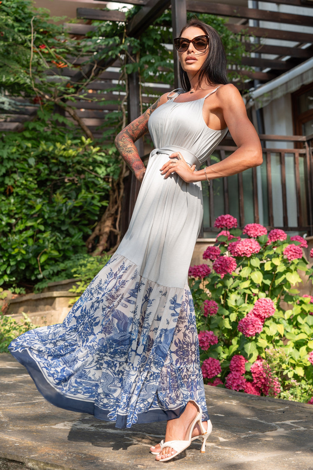 LONG VISCOSE DRESS - ASIA SKY