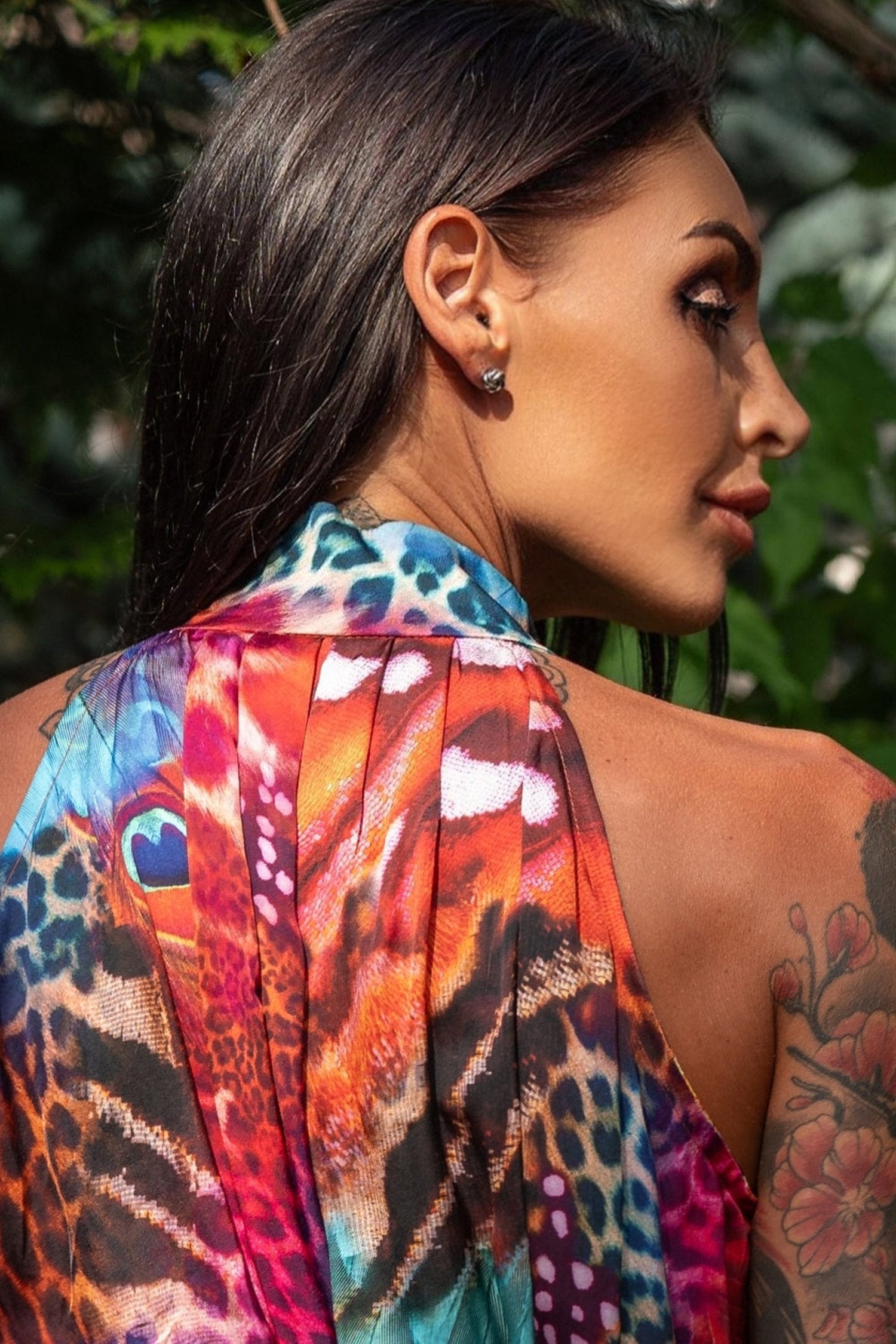 FLARED VISCOSE DRESS - LEO NEON WILD JIORO РАЗКРОЕНА РОКЛЯ ОТ ВИСКОЗА - LEO NEON WILD JIORO