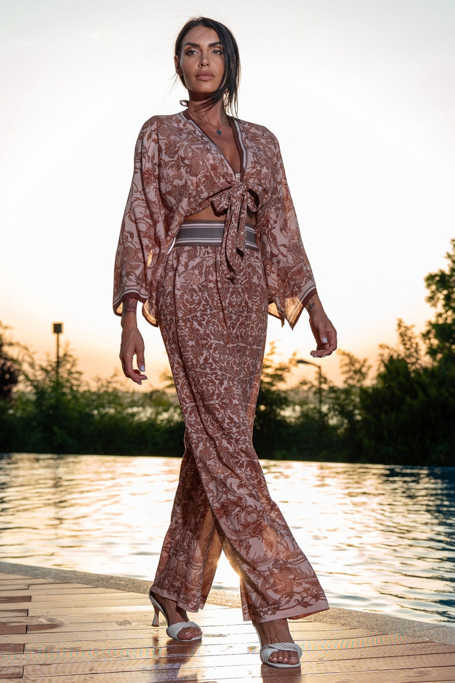 КРОП КИМОНО ОТ ВИСКОЗА - ASIA BEIGE