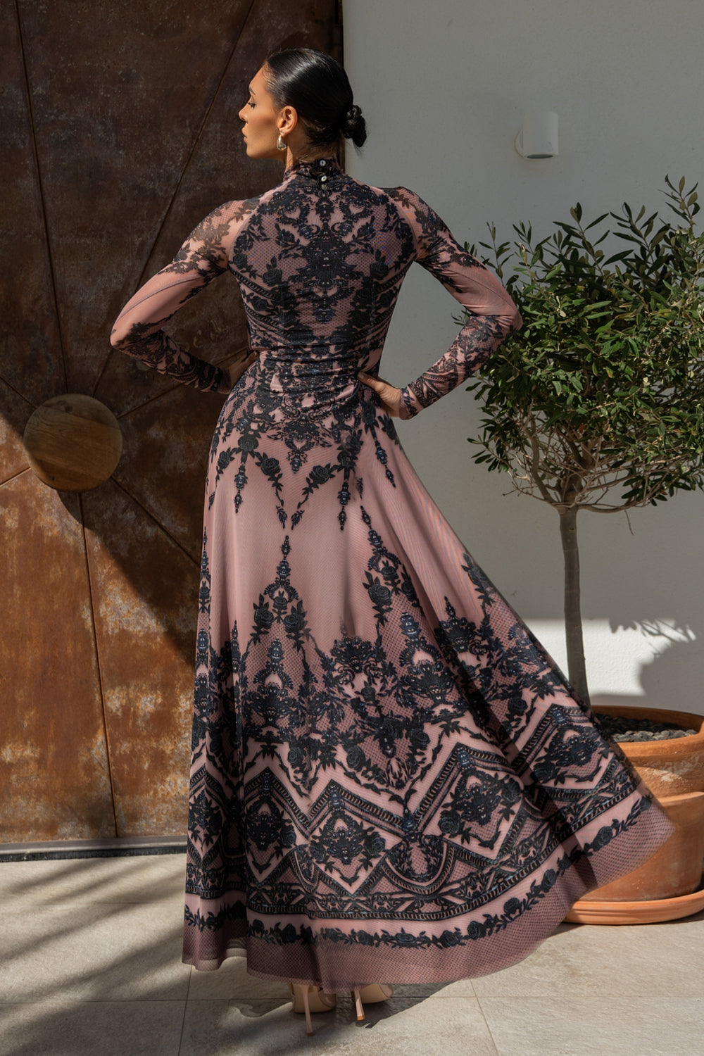 LONG FINE NET DRESS - GRAFFITI POWDER JIORO ДЪЛГА РОКЛЯ ОТ ФИНА МРЕЖА - GRAFFITI POWDER JIORO