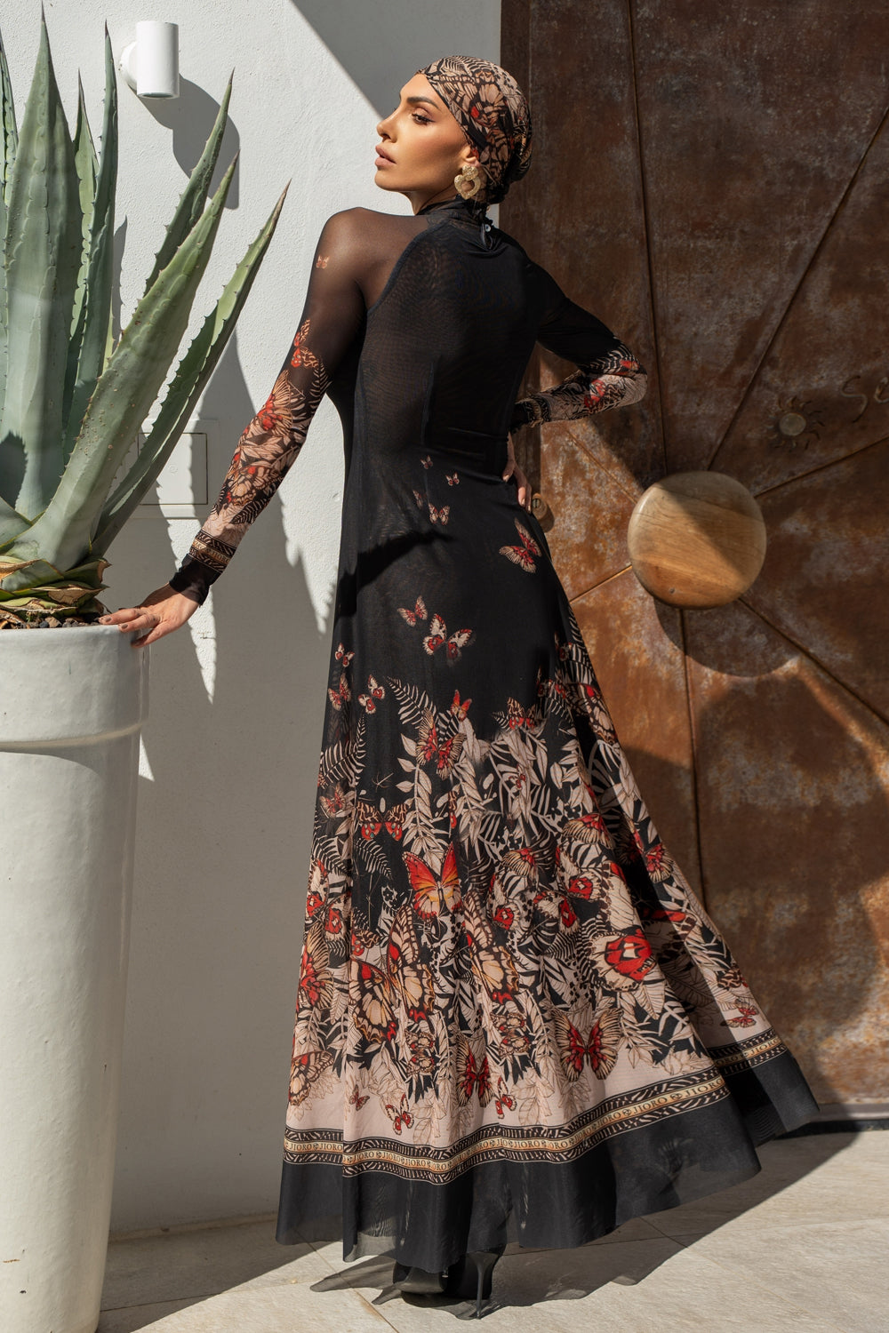 LONG FINE NET DRESS - MIDNIGHT BUTTERFLIES JIORO ДЪЛГА РОКЛЯ ОТ ФИНА МРЕЖА - MIDNIGHT BUTTERFLIES JIORO