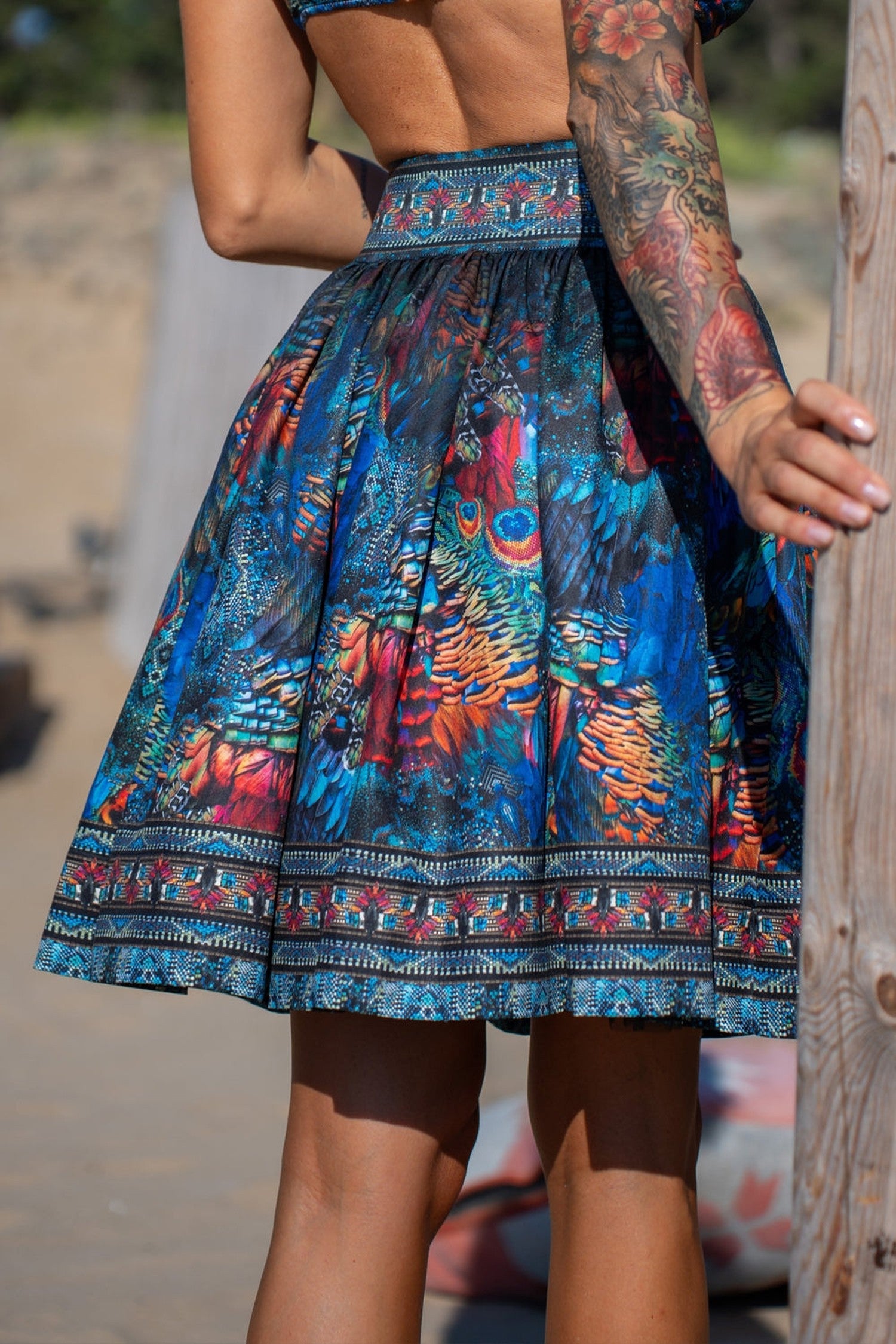 FLARED SKIRT WITH ELASTIC WAIST WITH LINEN FEEL - AMAZONIA
