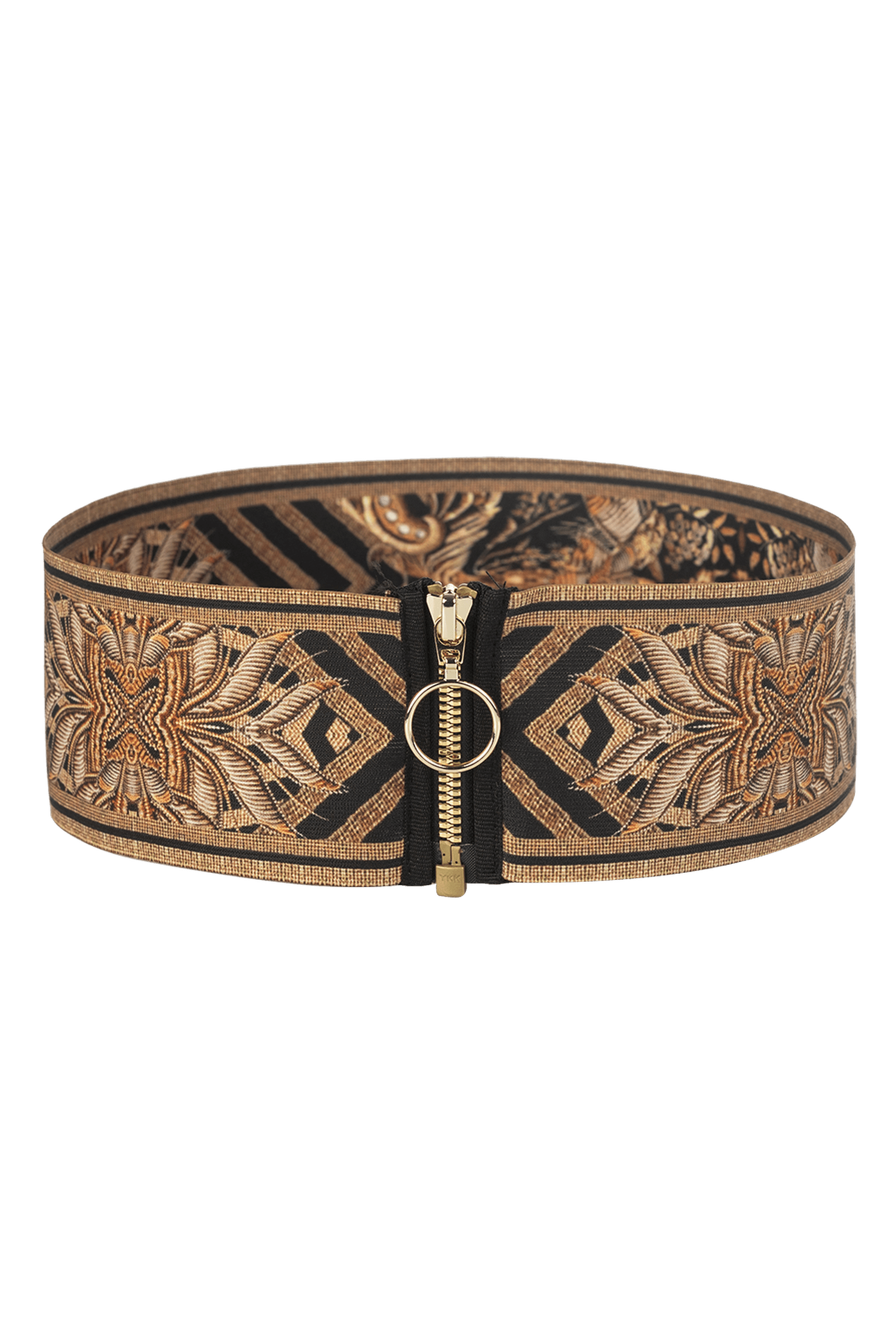 WIDE ELASTIC BELT WITH ZIPPER - GOLDEN STRIPES