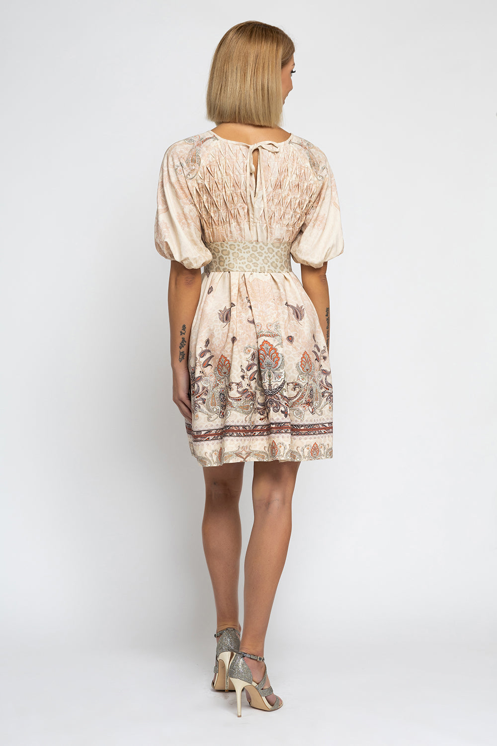 РОКЛЯ С РОЗЕТКА ОТ ЛЕН ВИСКОЗА - PAISLEY BEIGE