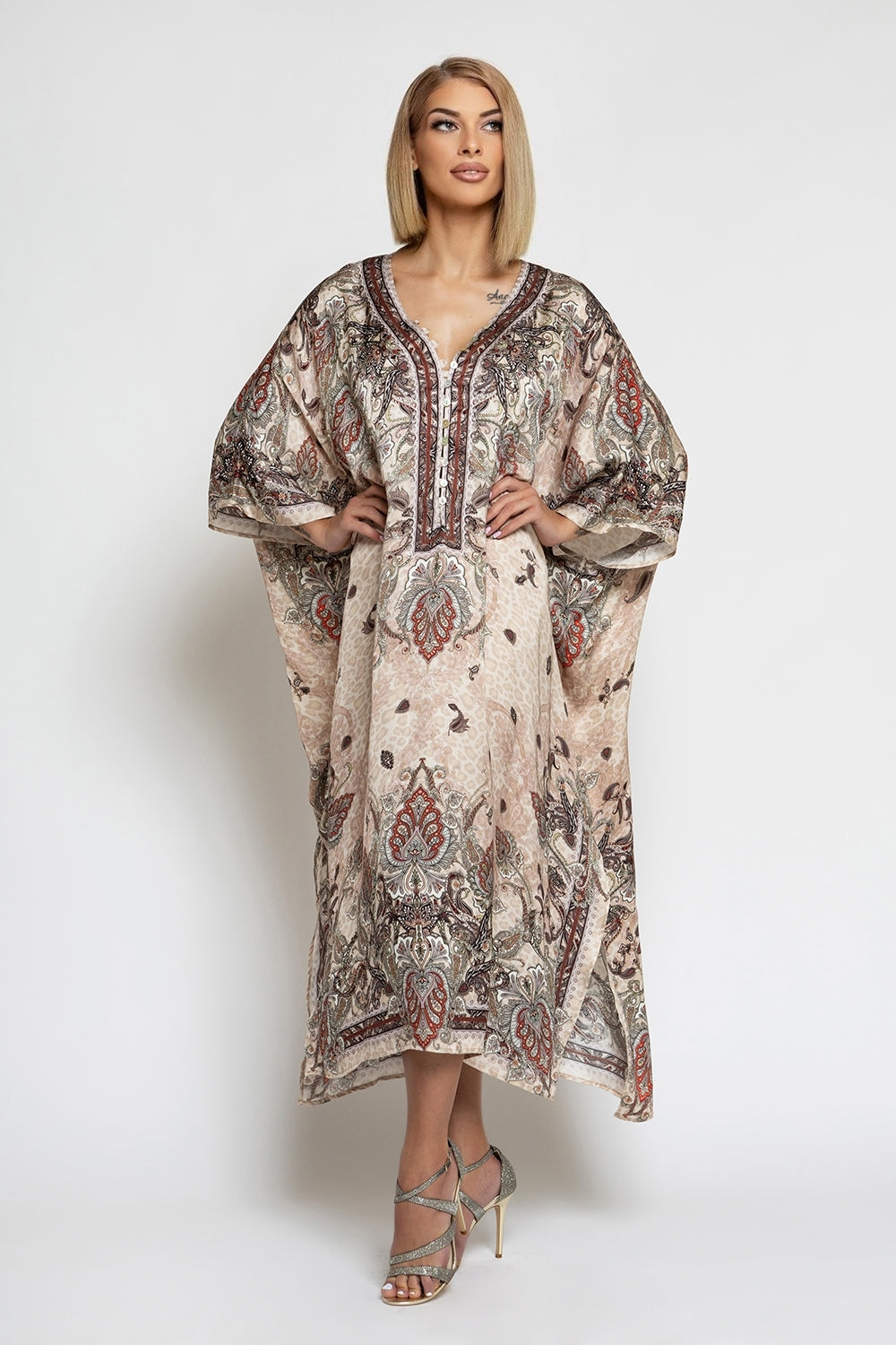 КАФТАН ОТ ВИСКОЗА - PAISLEY BEIGE