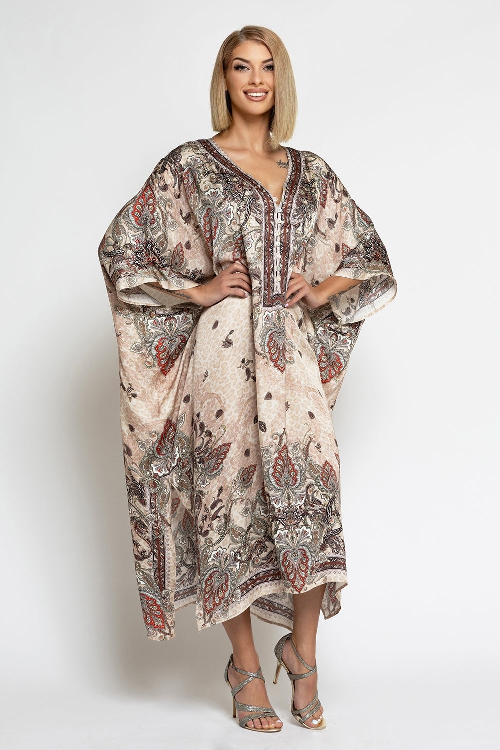КАФТАН ОТ ВИСКОЗА - PAISLEY BEIGE