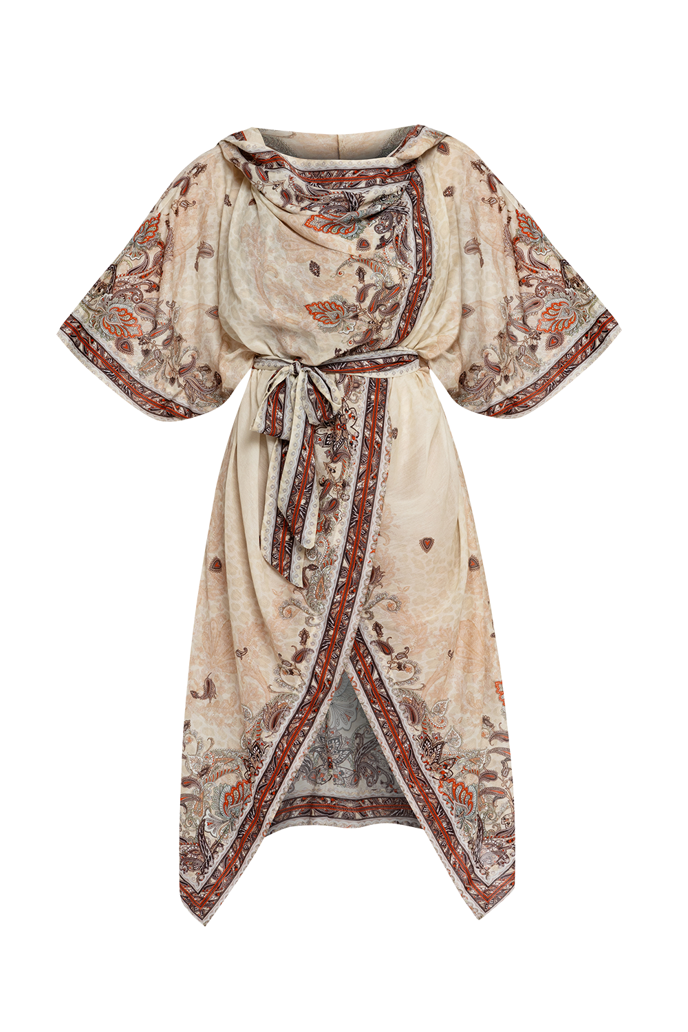 КИМОНО С КАЧУЛКА ОТ КОПРИНА И ПАМУК  - PAISLEY BEIGE