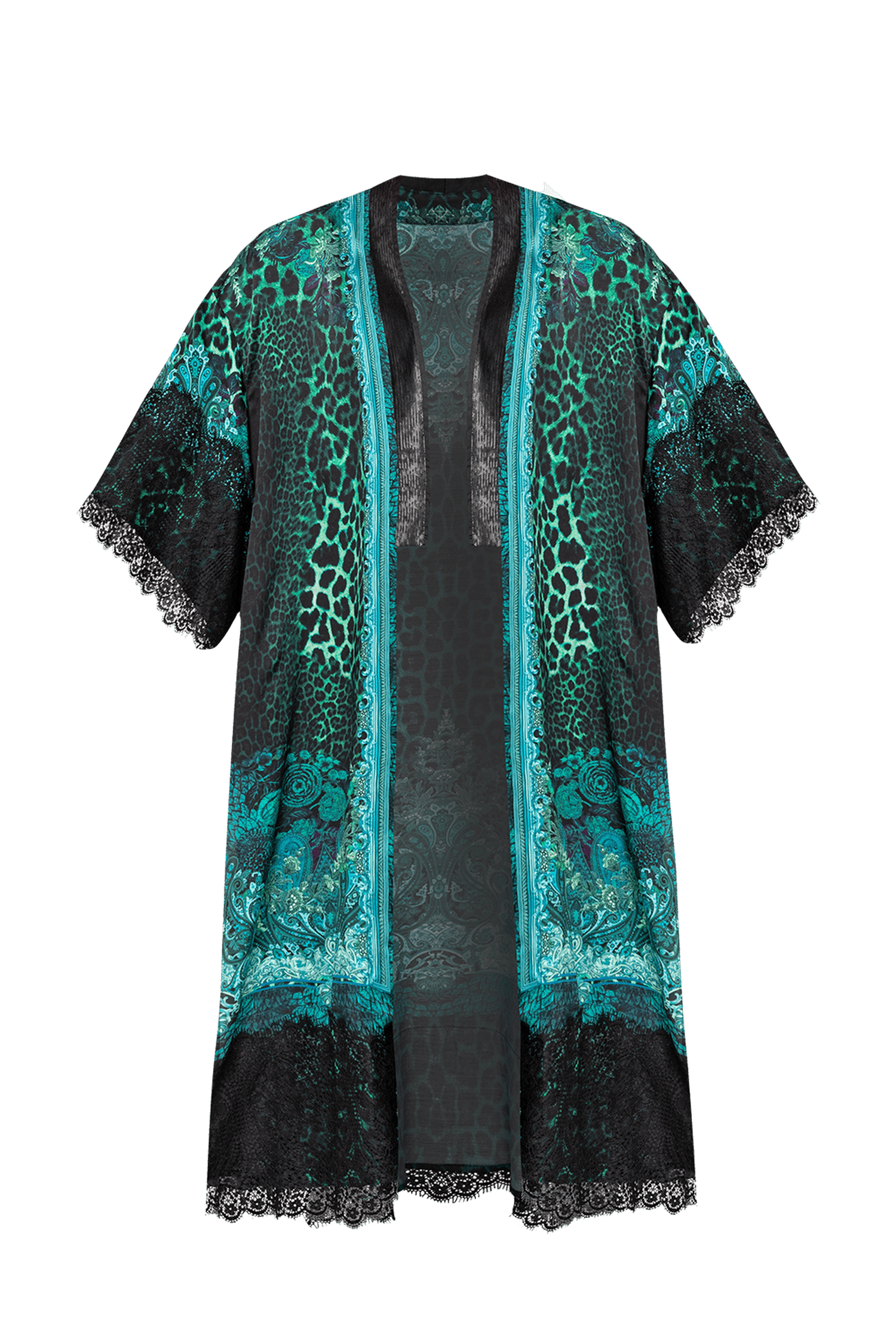 КИМОНО ОТ ЛЪСКАВА ВИСКОЗА - LEO NEON GREEN