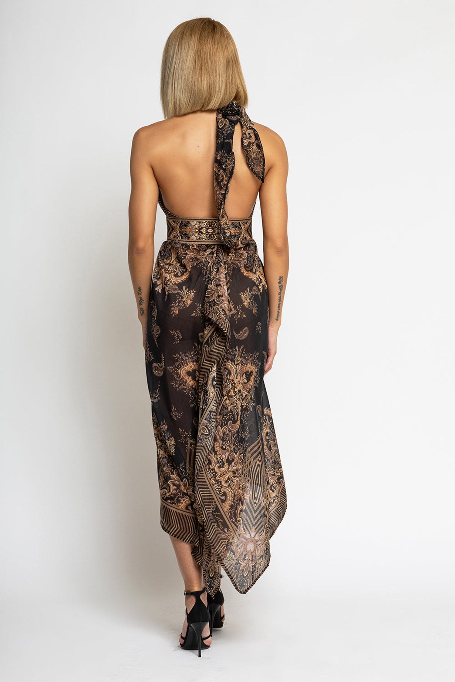 WIDE ELASTIC BELT WITH ZIPPER - GOLDEN STRIPES