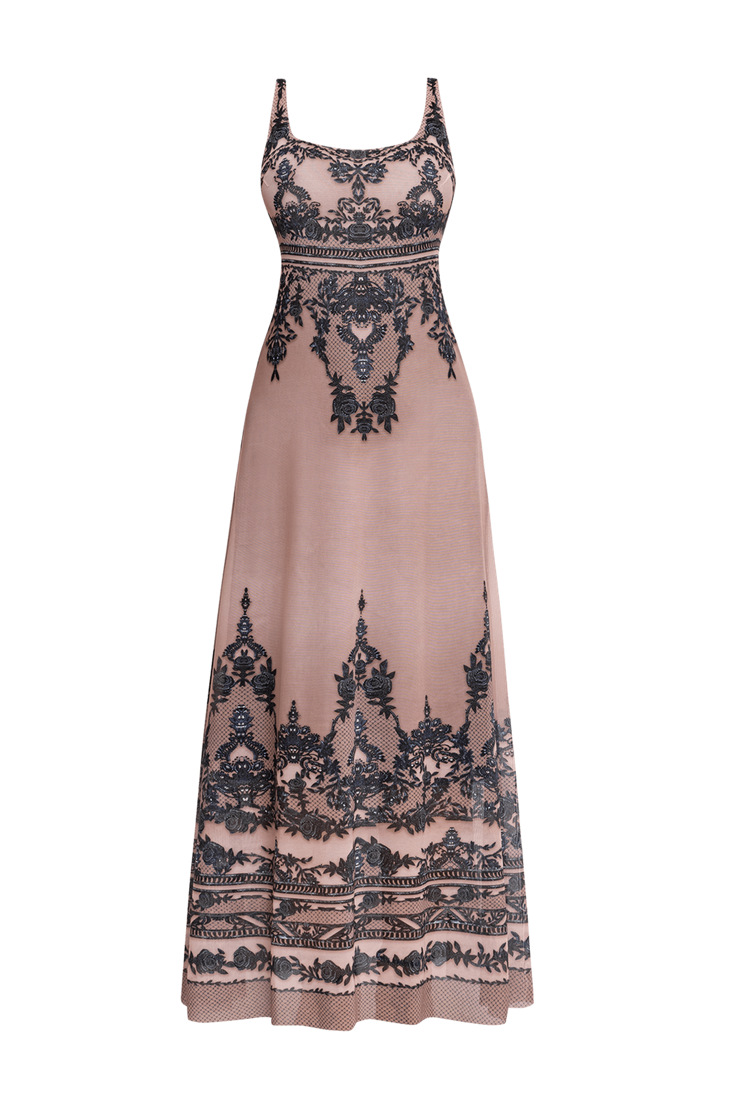 MESH MAXI DRESS WITH BARE BACK - GRAFFITI POWDER