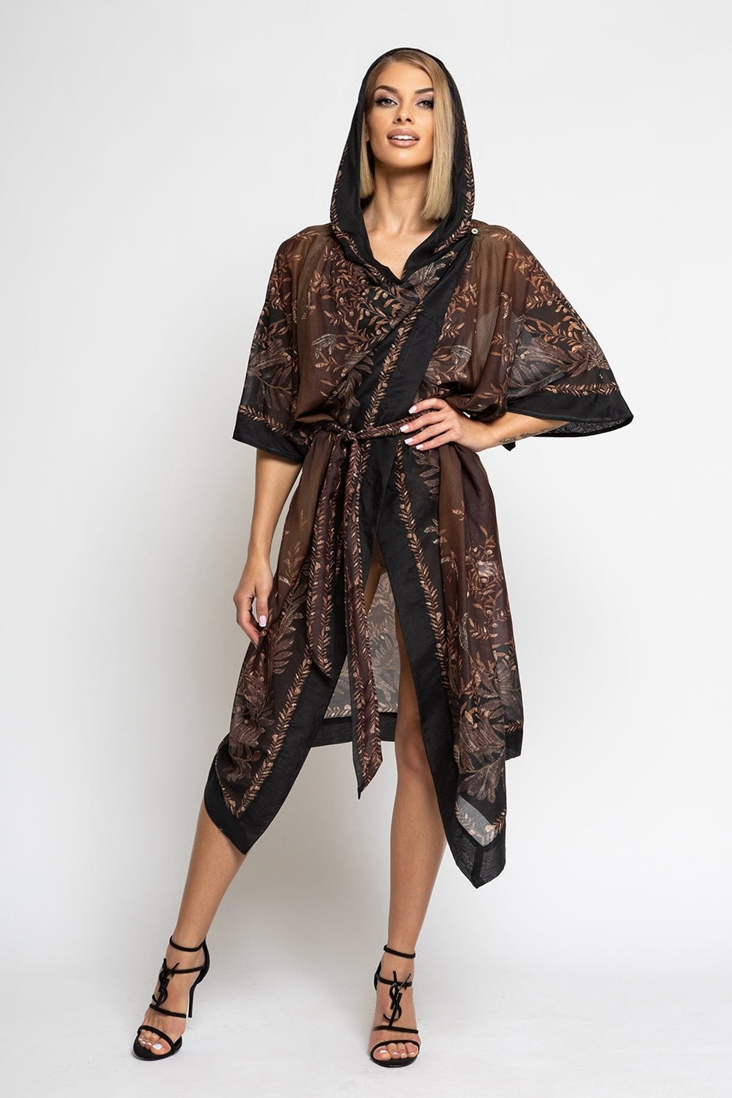 КИМОНО С КАЧУЛКА ОТ КОПРИНА И ПАМУК - SECRET GARDEN