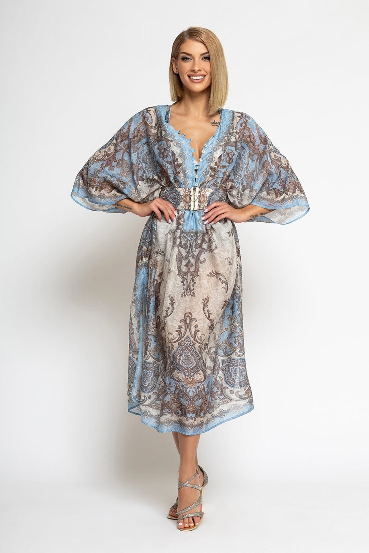 SILK COTTON CAFTAN - PAISLEY SKY JIORO КАФТАН ОТ ПАМУК КОПРИНА - PAISLEY SKY JIORO