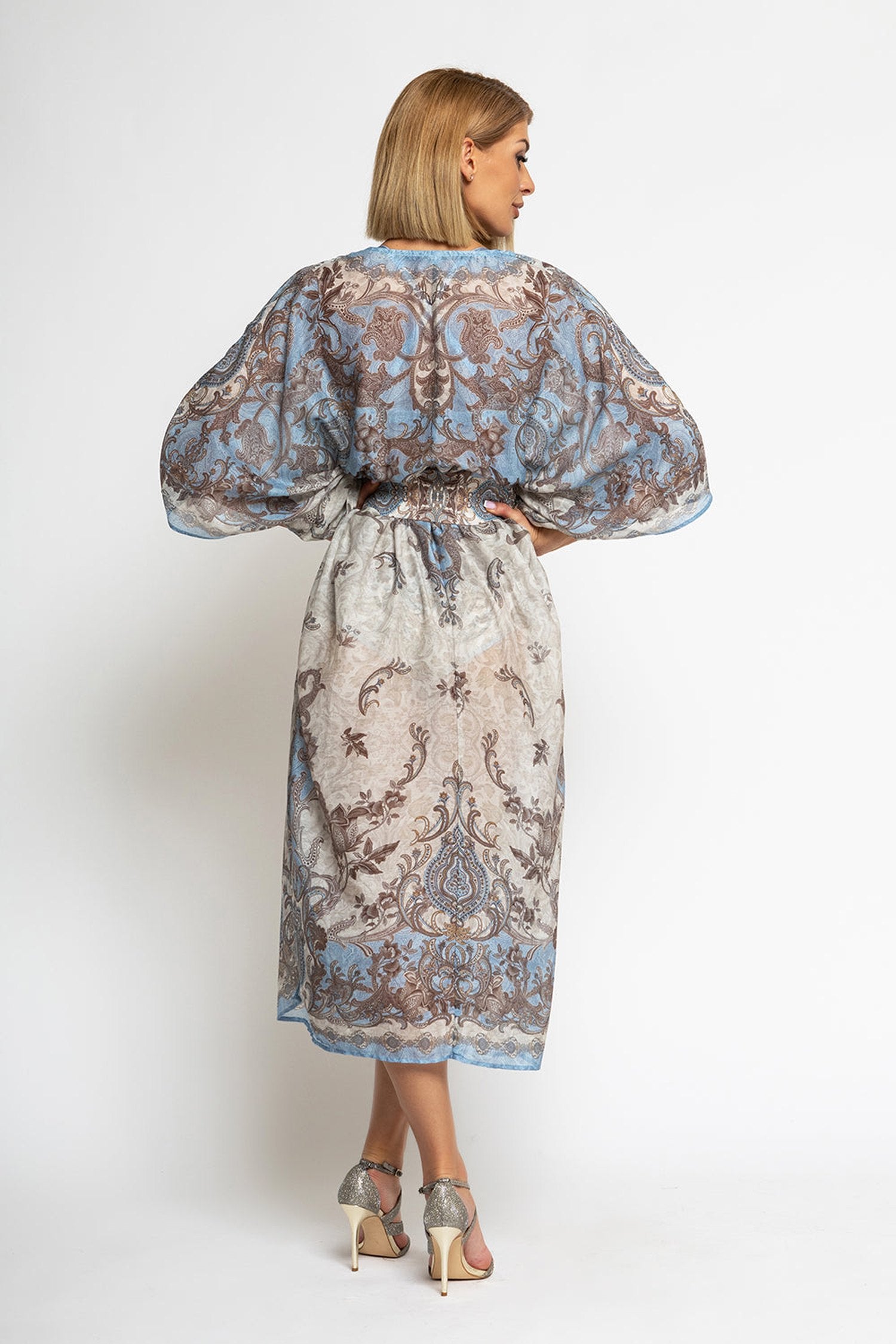 SILK COTTON CAFTAN - PAISLEY SKY JIORO КАФТАН ОТ ПАМУК КОПРИНА - PAISLEY SKY JIORO