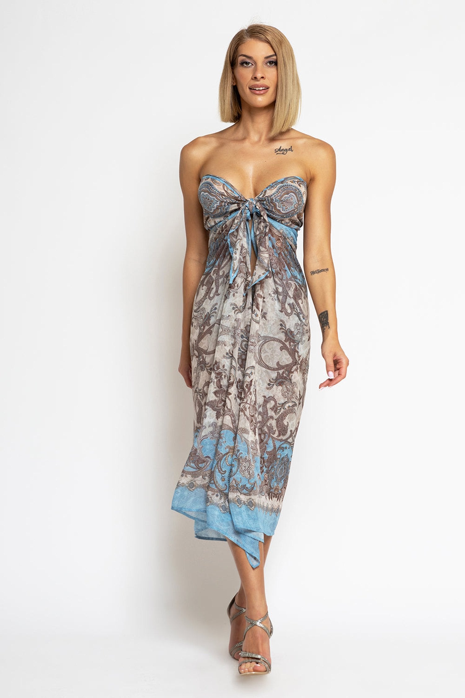 КОМПЛЕКТ ПАРЕО И ШАЛ ОТ КОПРИНА И ПАМУК – PAISLEY SKY