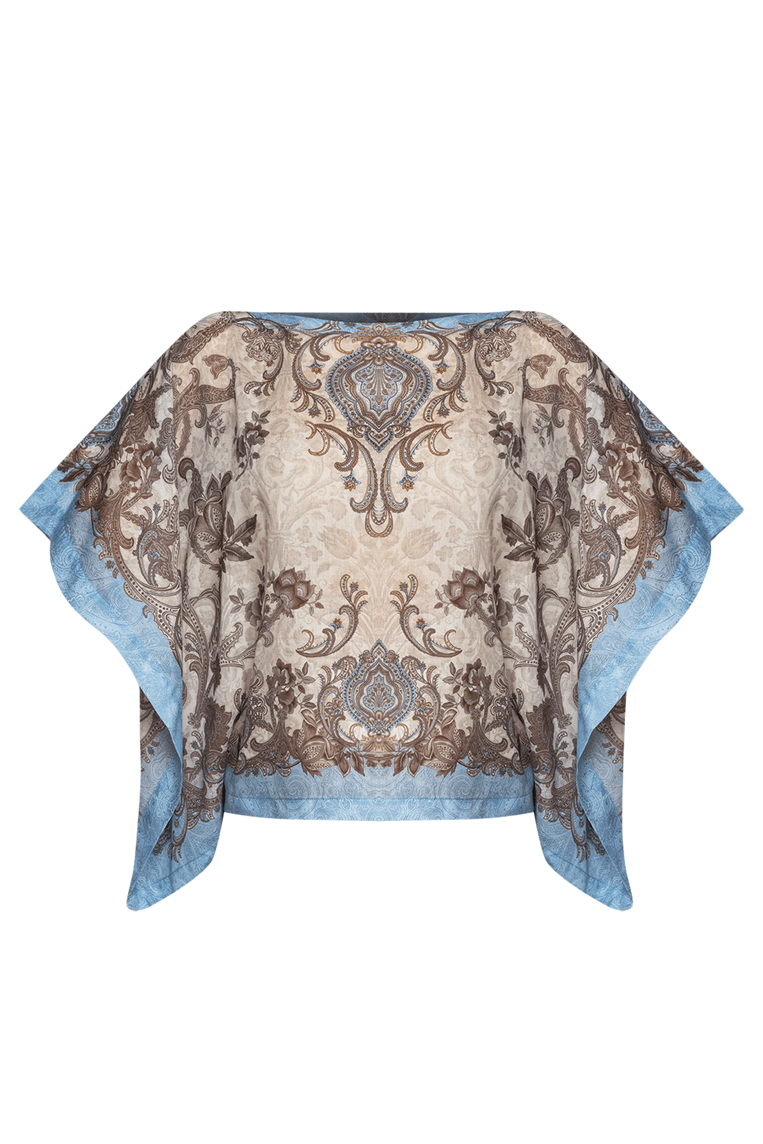 SILK COTTON LOOSE-FIT BLOUSE - PAISLEY SKY
