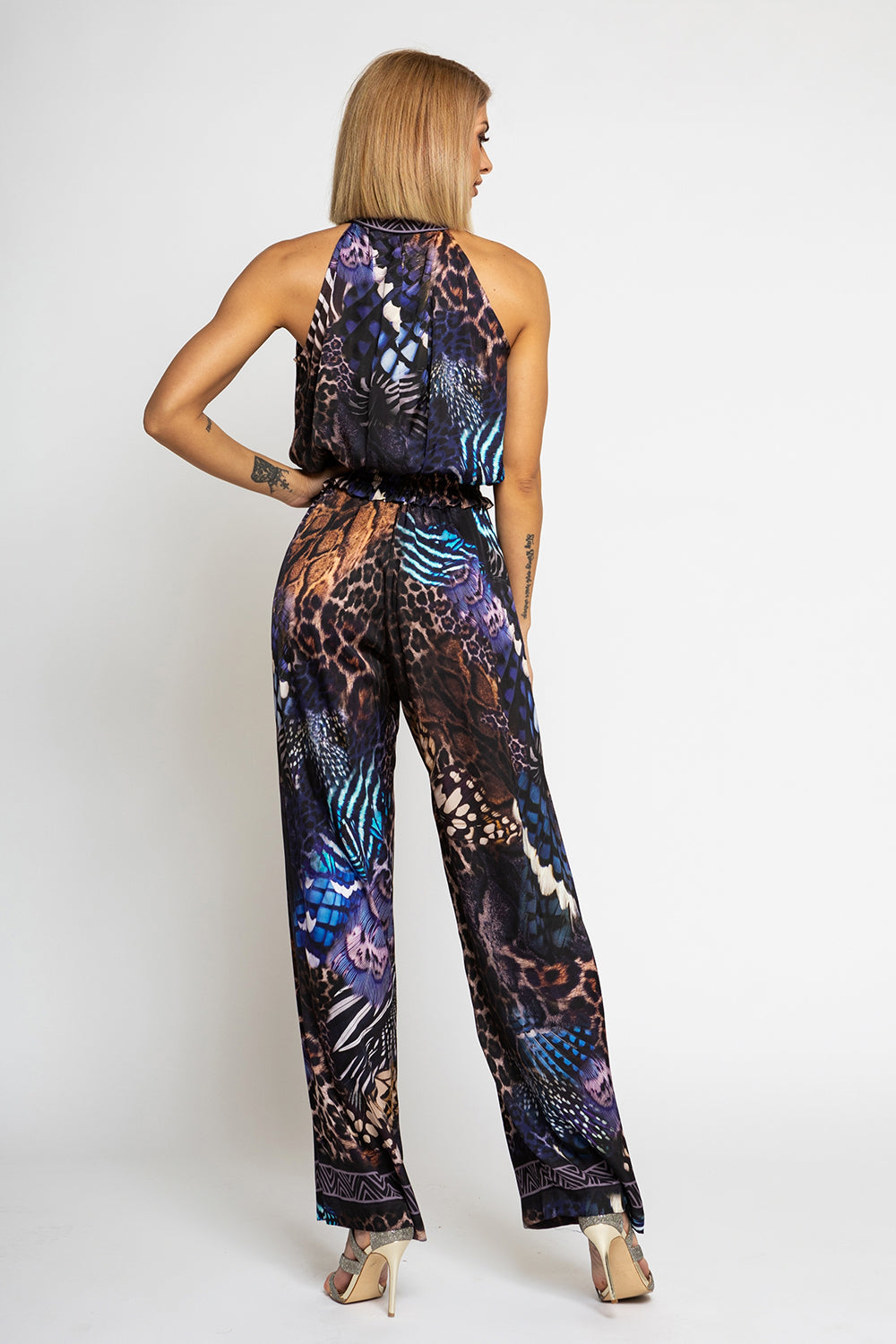 СВОБОДЕН ПАНТАЛОН ОТ ЛЪСКАВА ВИСКОЗА - LEO NEON DARK