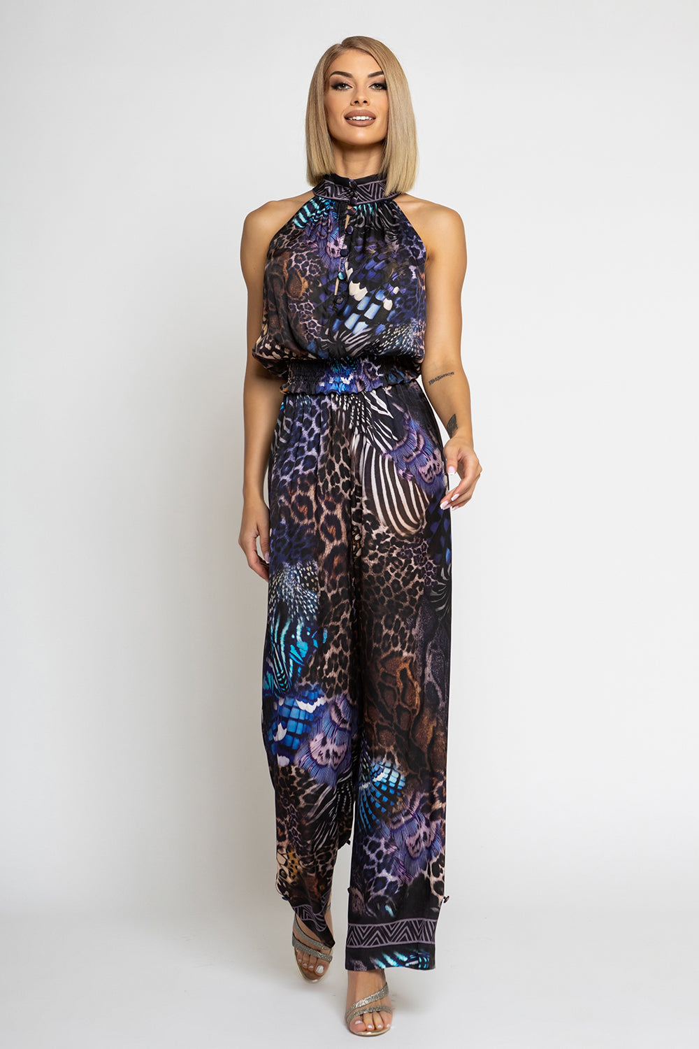 СВОБОДЕН ПАНТАЛОН ОТ ЛЪСКАВА ВИСКОЗА - LEO NEON DARK