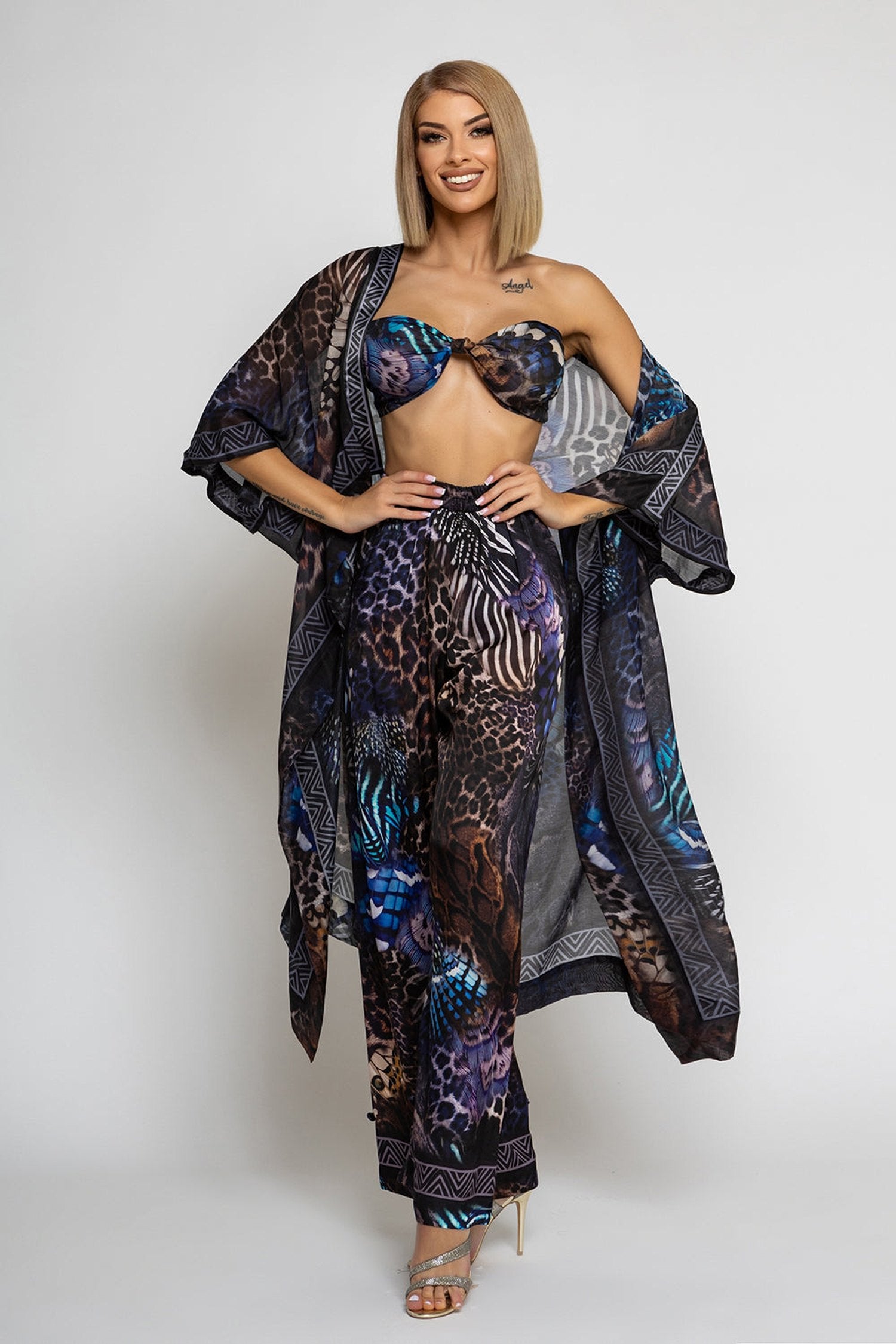 СВОБОДЕН ПАНТАЛОН ОТ ЛЪСКАВА ВИСКОЗА - LEO NEON DARK