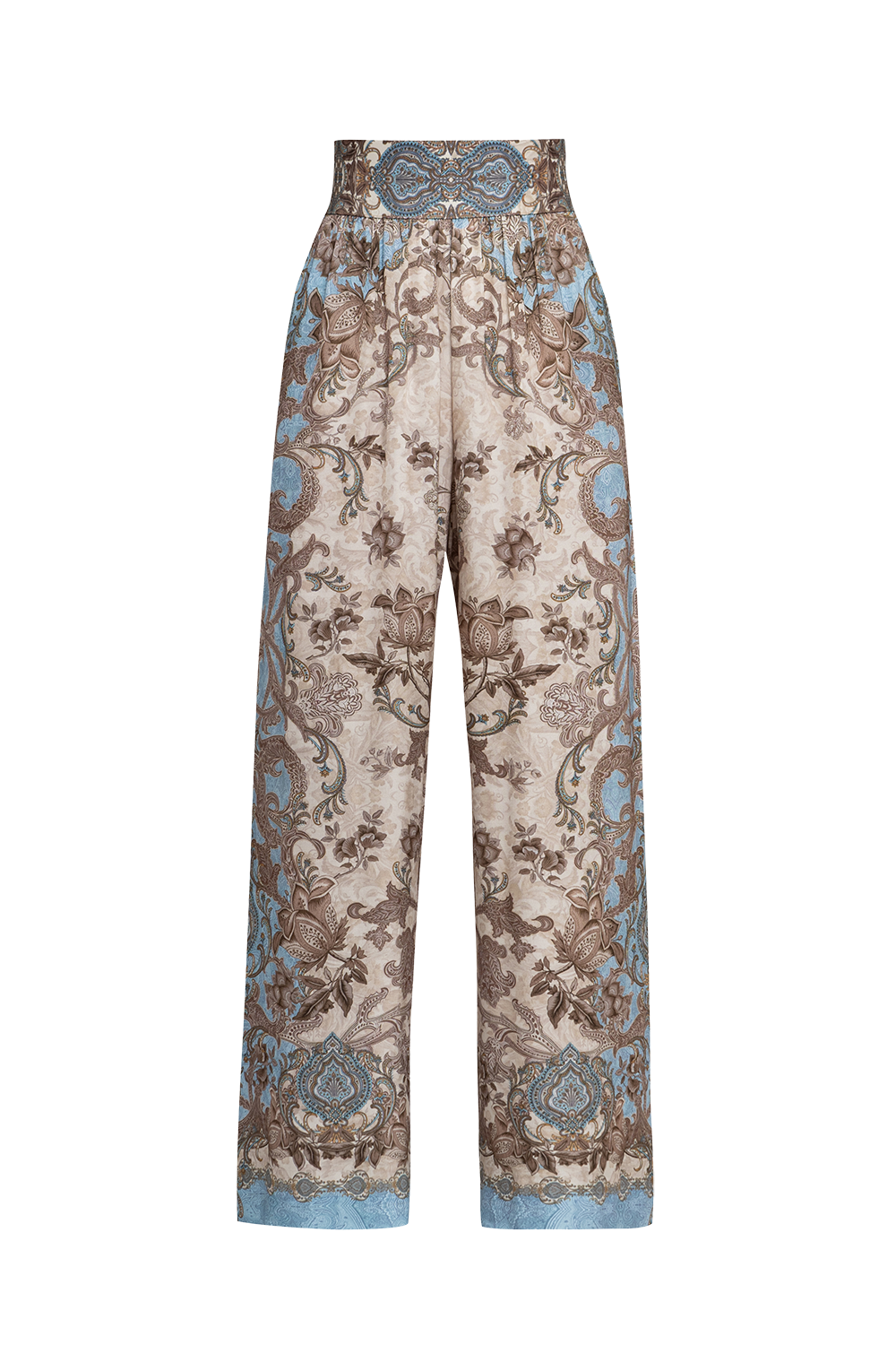 SATIN VISCOSE LOOSE FIT PANTS - PAISLEY SKY