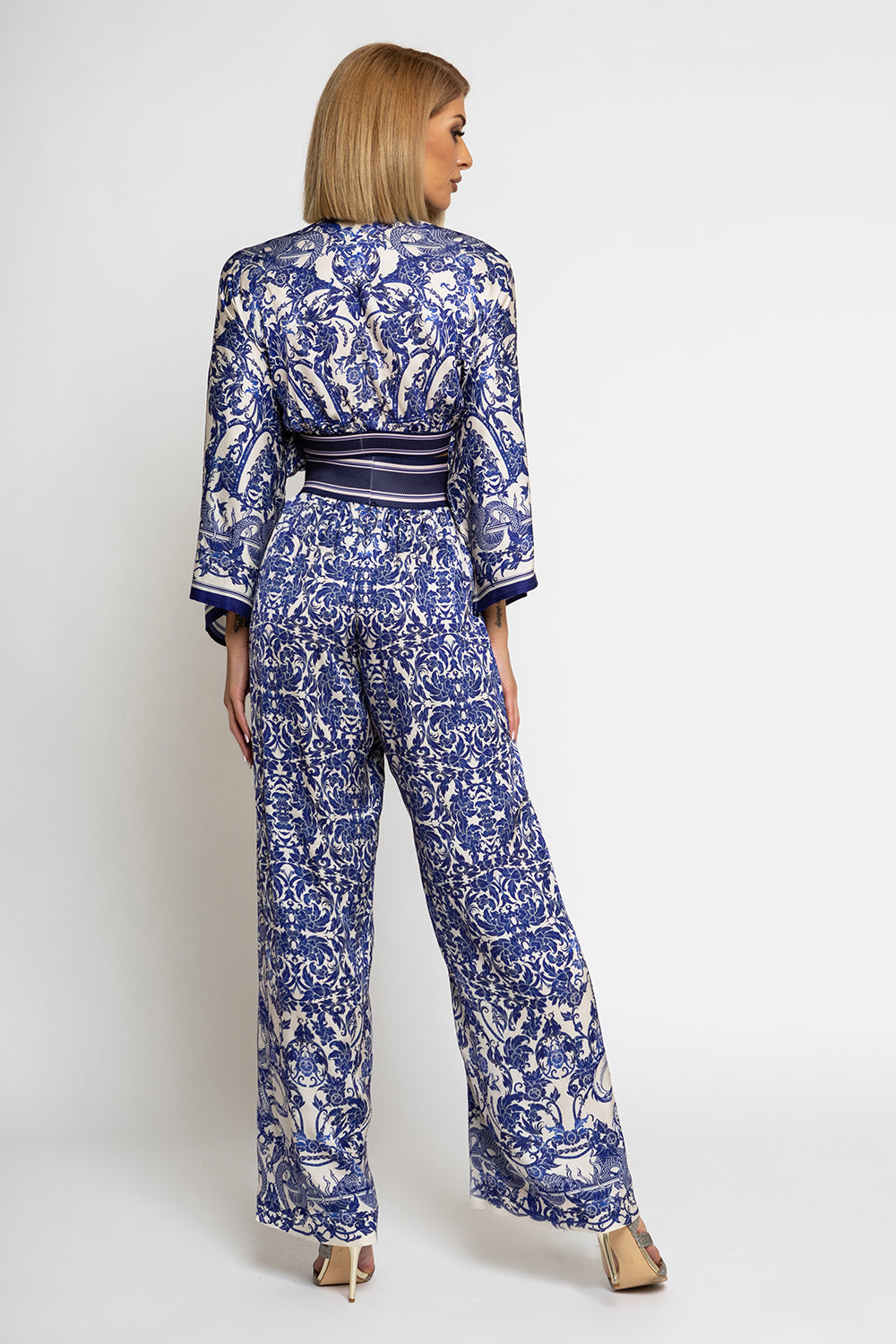 LOOSE PANTS AND VISCOSE SCARF SET - ASIA SKY