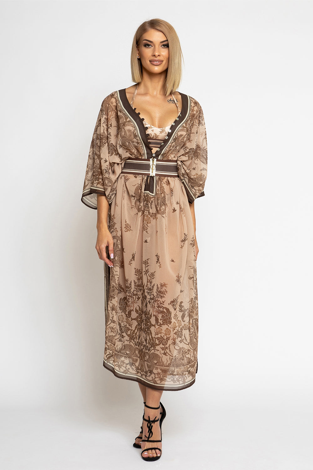 CHIFFON CAFTAN DRESS - ASIA BEIGE