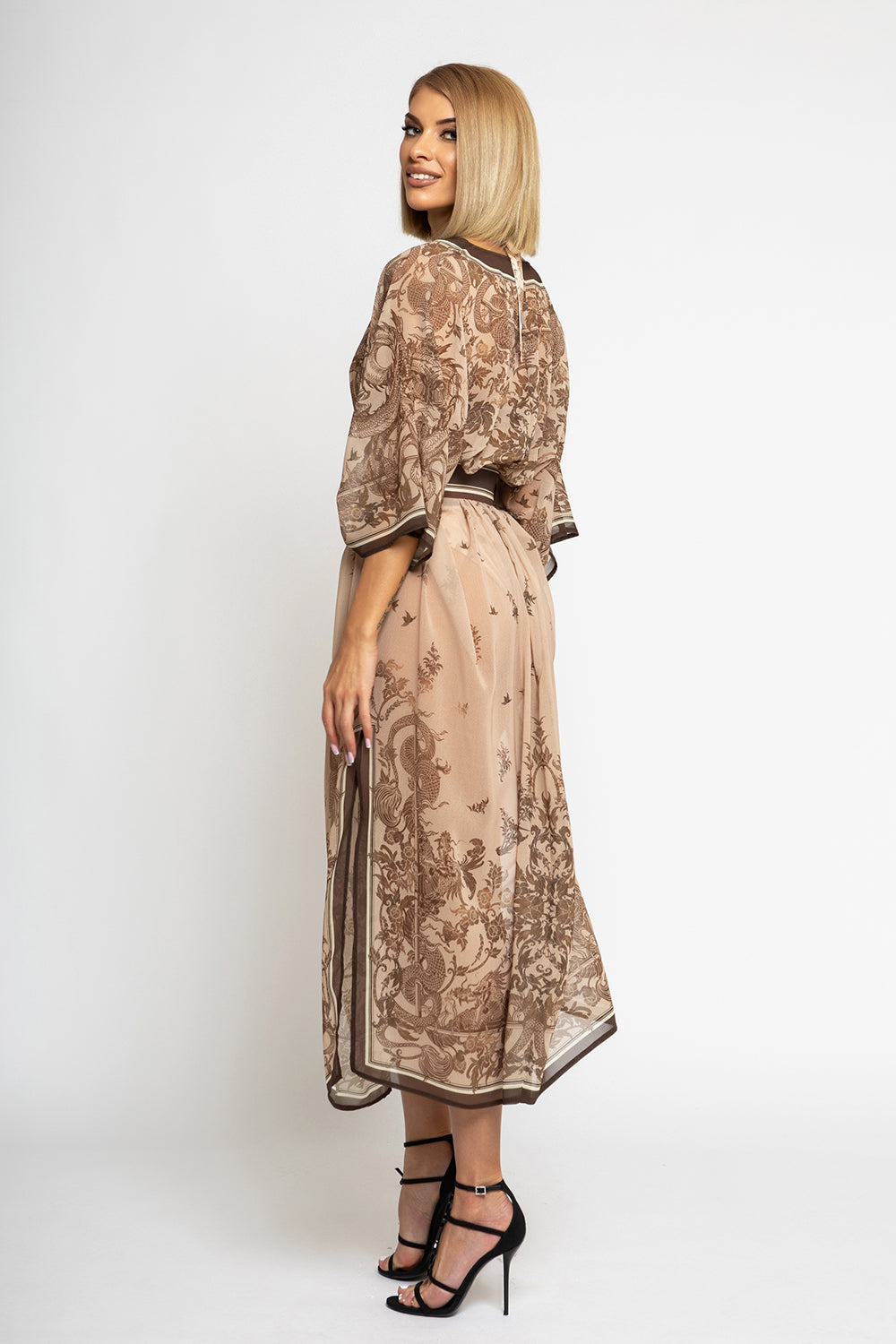 CHIFFON CAFTAN DRESS - ASIA BEIGE