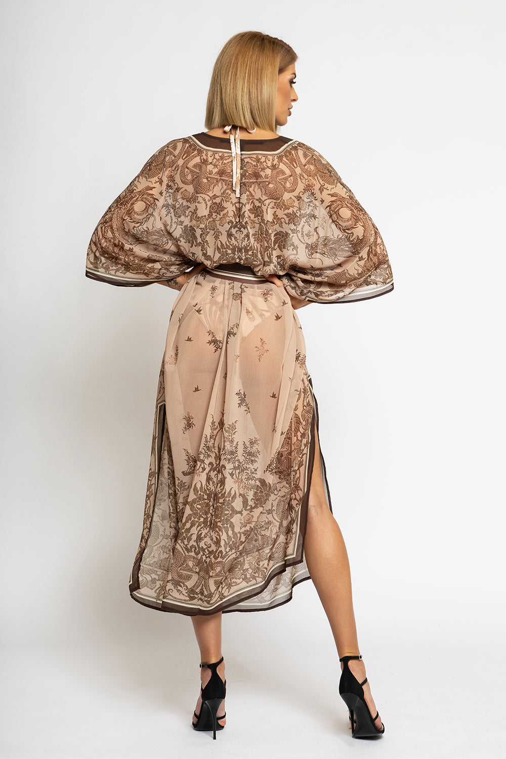 CHIFFON CAFTAN DRESS - ASIA BEIGE