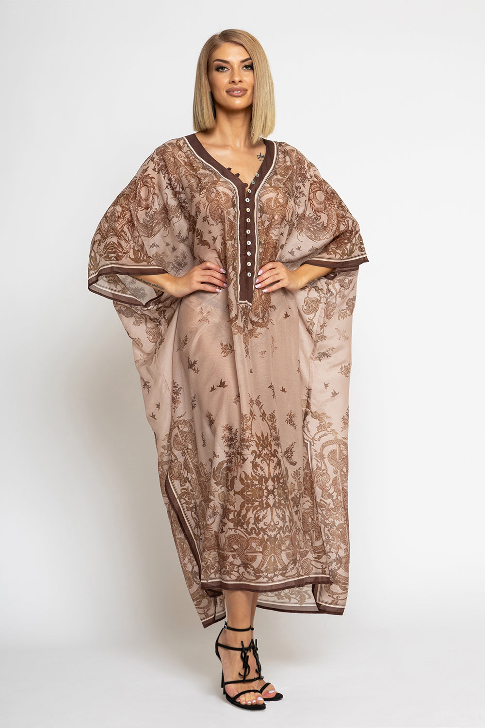 CHIFFON CAFTAN DRESS - ASIA BEIGE