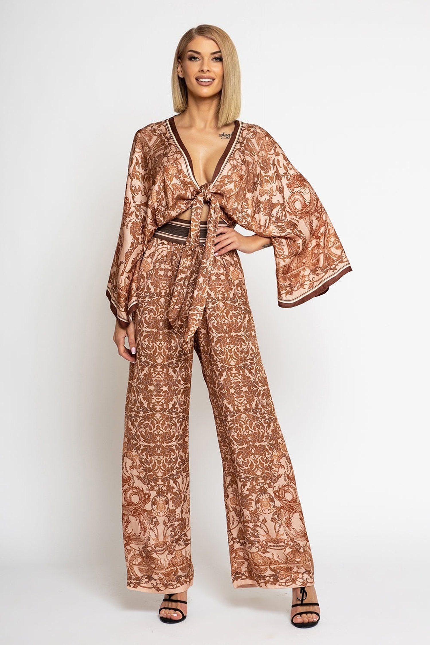 КРОП КИМОНО ОТ ВИСКОЗА - ASIA BEIGE