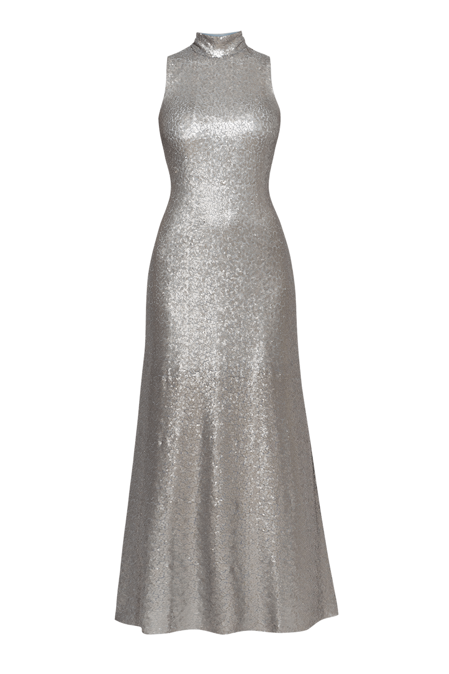 SILVER SEQUIN SLEEVELESS LONG DRESS - ESSENTIALS