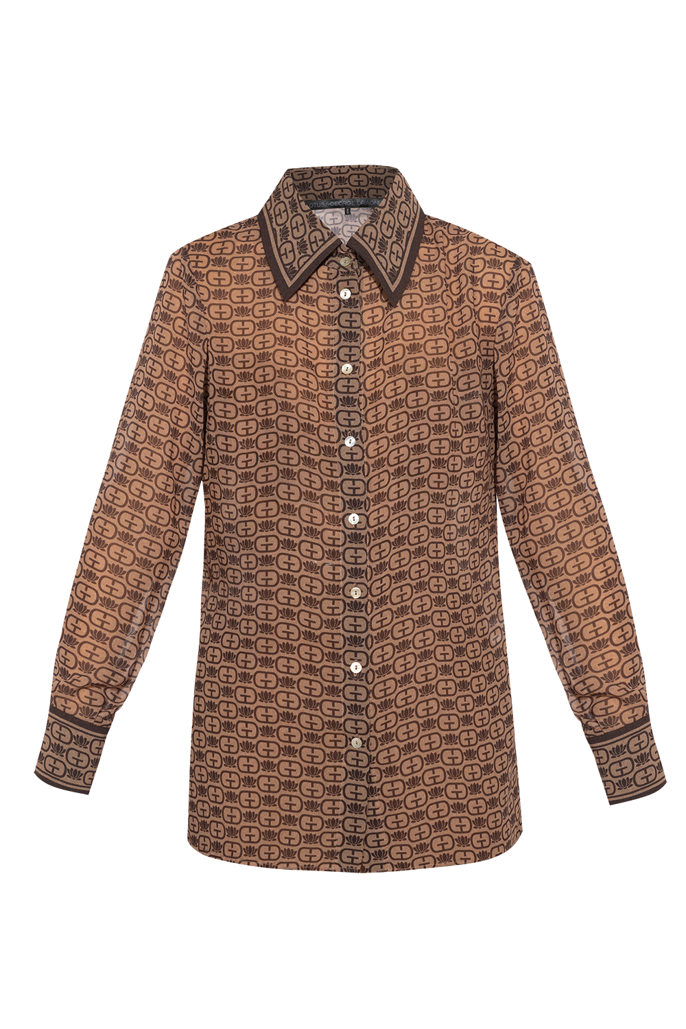 РИЗА С ДЪЛЪГ РЪКАВ - DARK BROWN LOGO