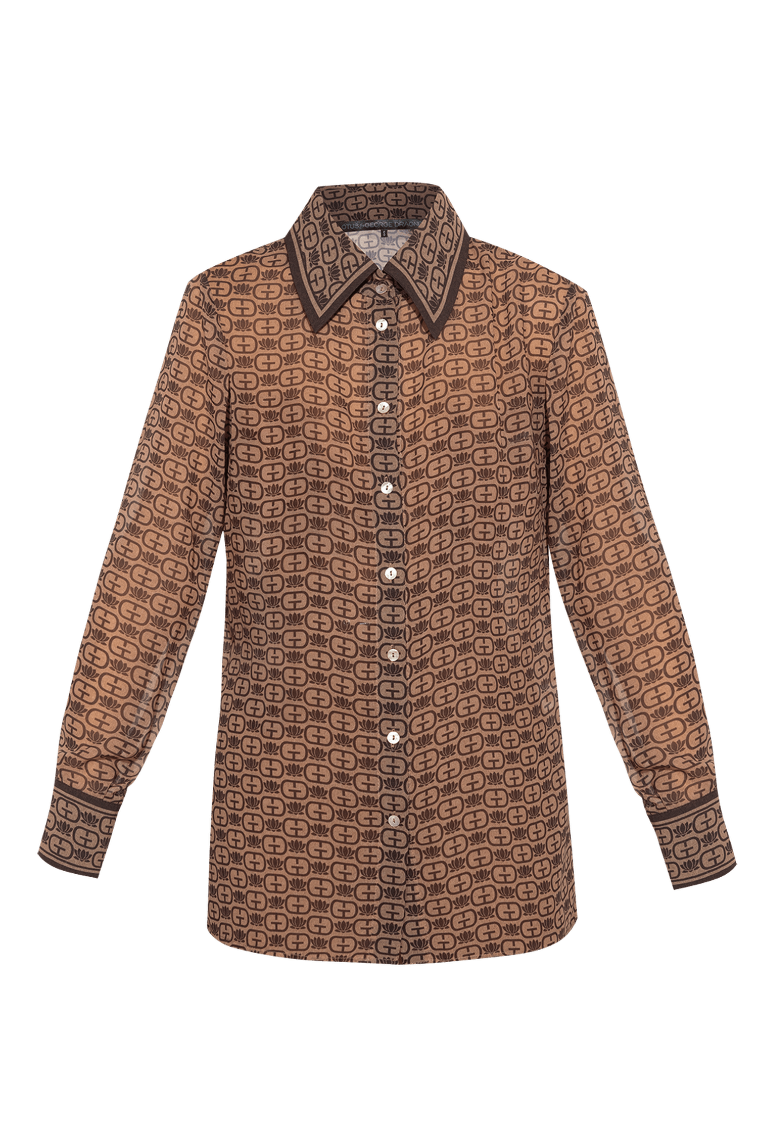 LONG SLEEVE PRINT SHIRT-MOCHA MOUSSE LOGO JIORO РИЗА С ДЪЛЪГ РЪКАВ - MOCHA MOUSSE LOGO JIORO