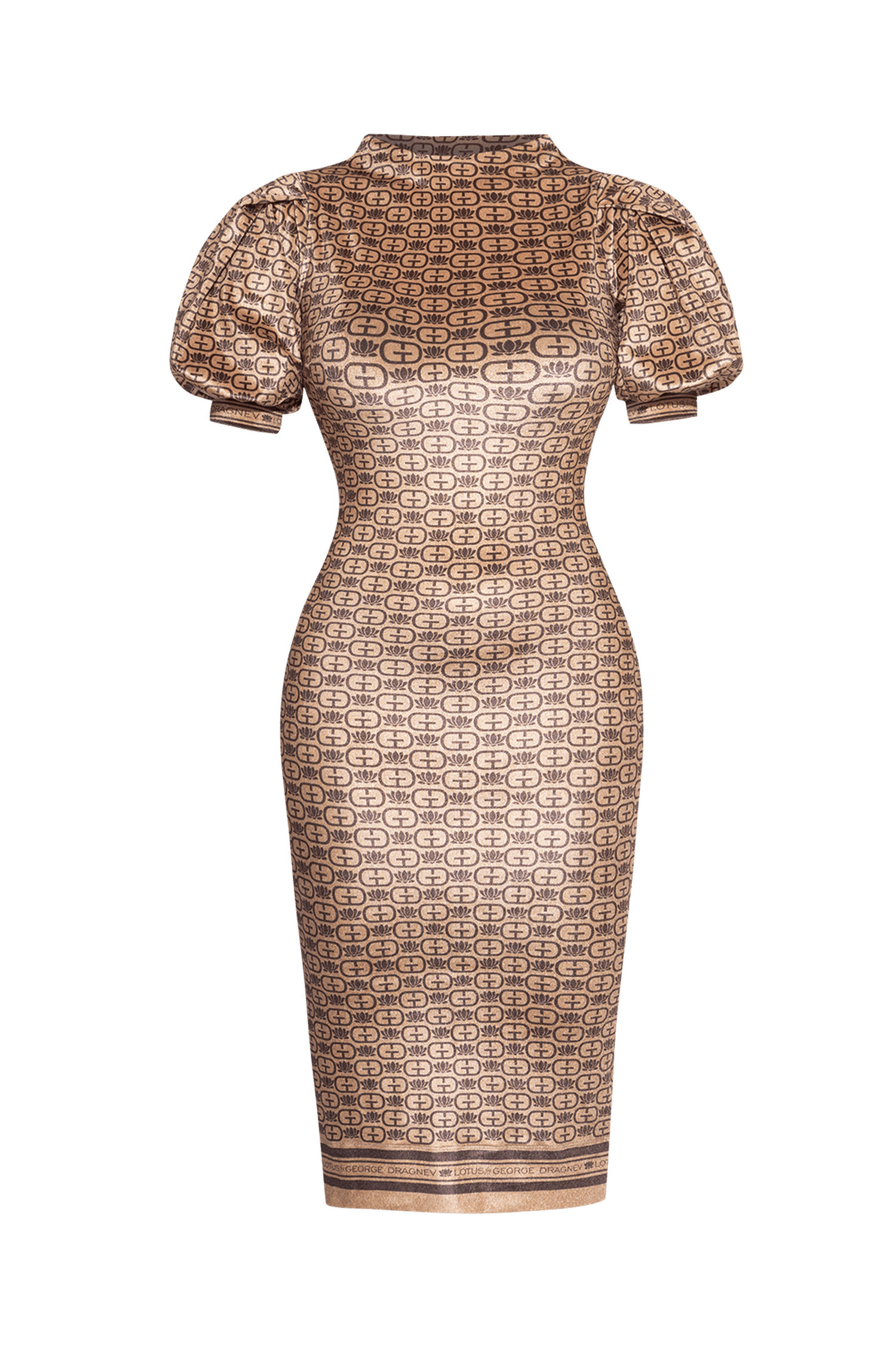 FITTED DRESS MADE OF SMOOTH VELVET - DARK BROWN LOGO