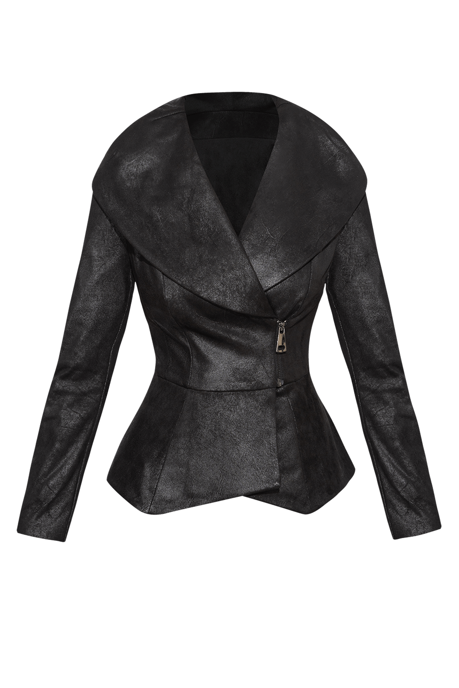 SUEDE-LOOK BLAZER WITH ASYMMETRICAL CLOSURE IN BLACK - ESSENTIALS JIORO БЛЕЙЗЕР С ШАЛ ЯКА ОТ ВЕЛУР В ЧЕРНО - ESSENTIALS JIORO