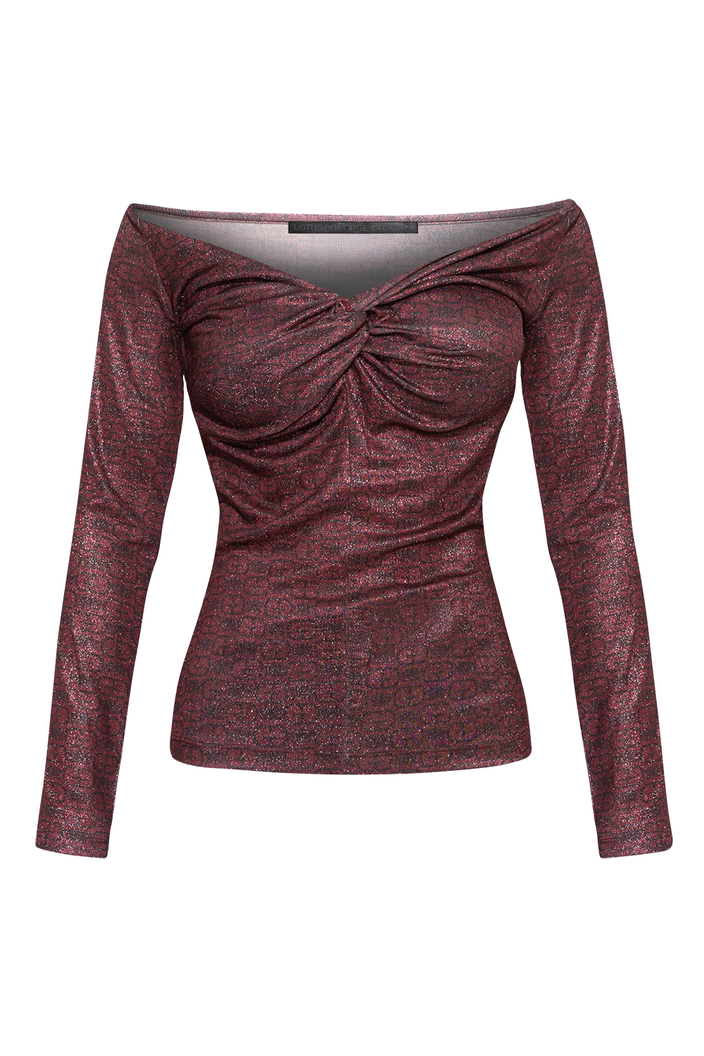 БЛУЗА С ОТВОРЕНИ РАМЕНЕ - BURGUNDY LOGO