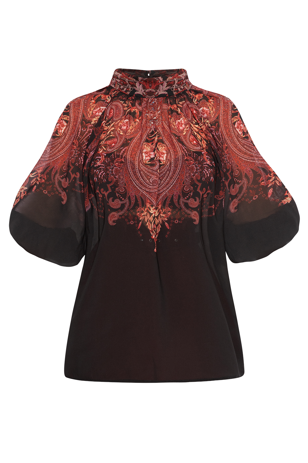SHIRT WITH STATEMENT SLEEVES - PAISLEY DARK JIORO РИЗА С БОГАТИ РЪКАВИ - PAISLEY DARK JIORO