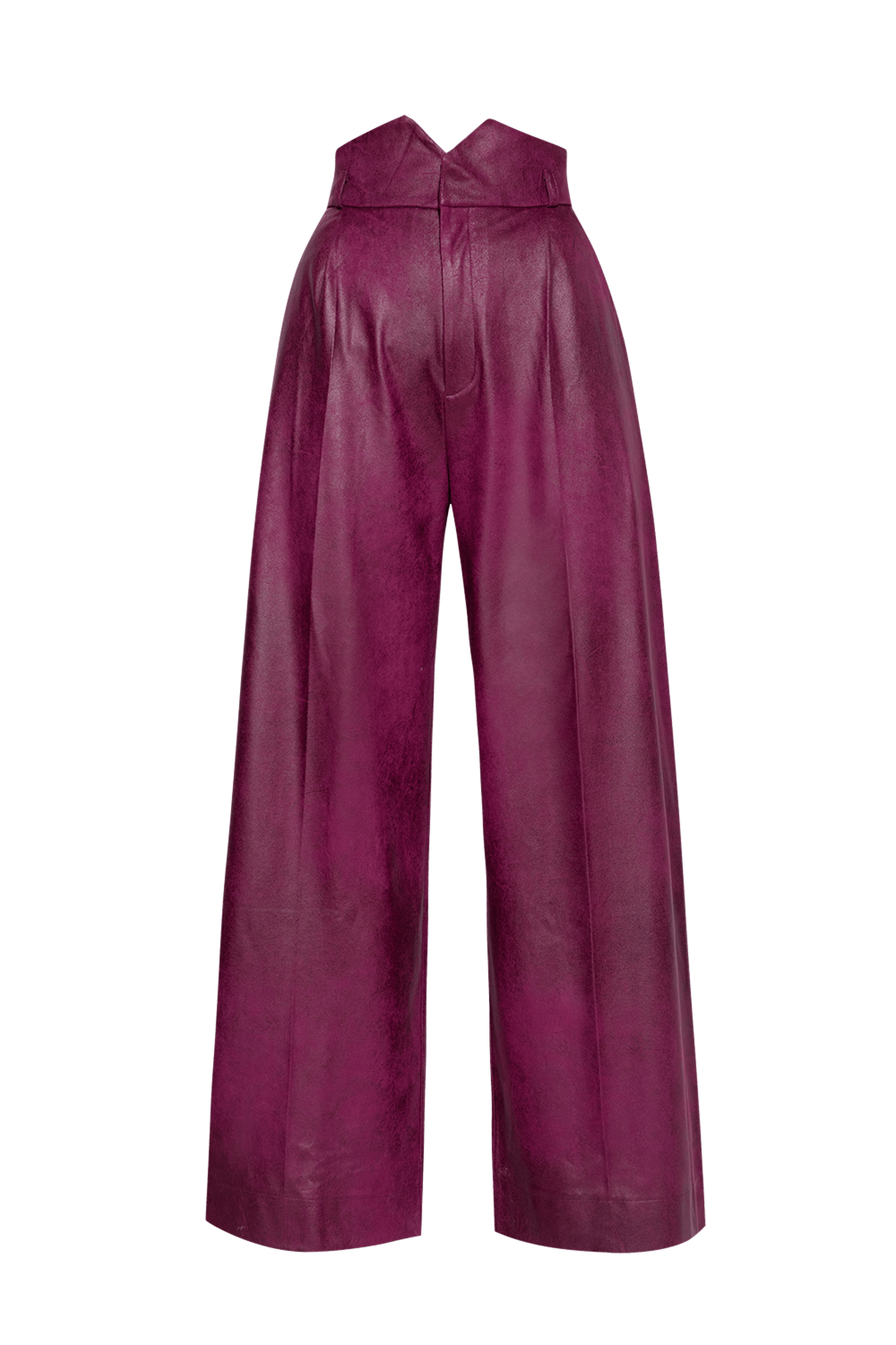 HIGH-WAISTED BURGUNDY TROUSERS – ESSENTIALS