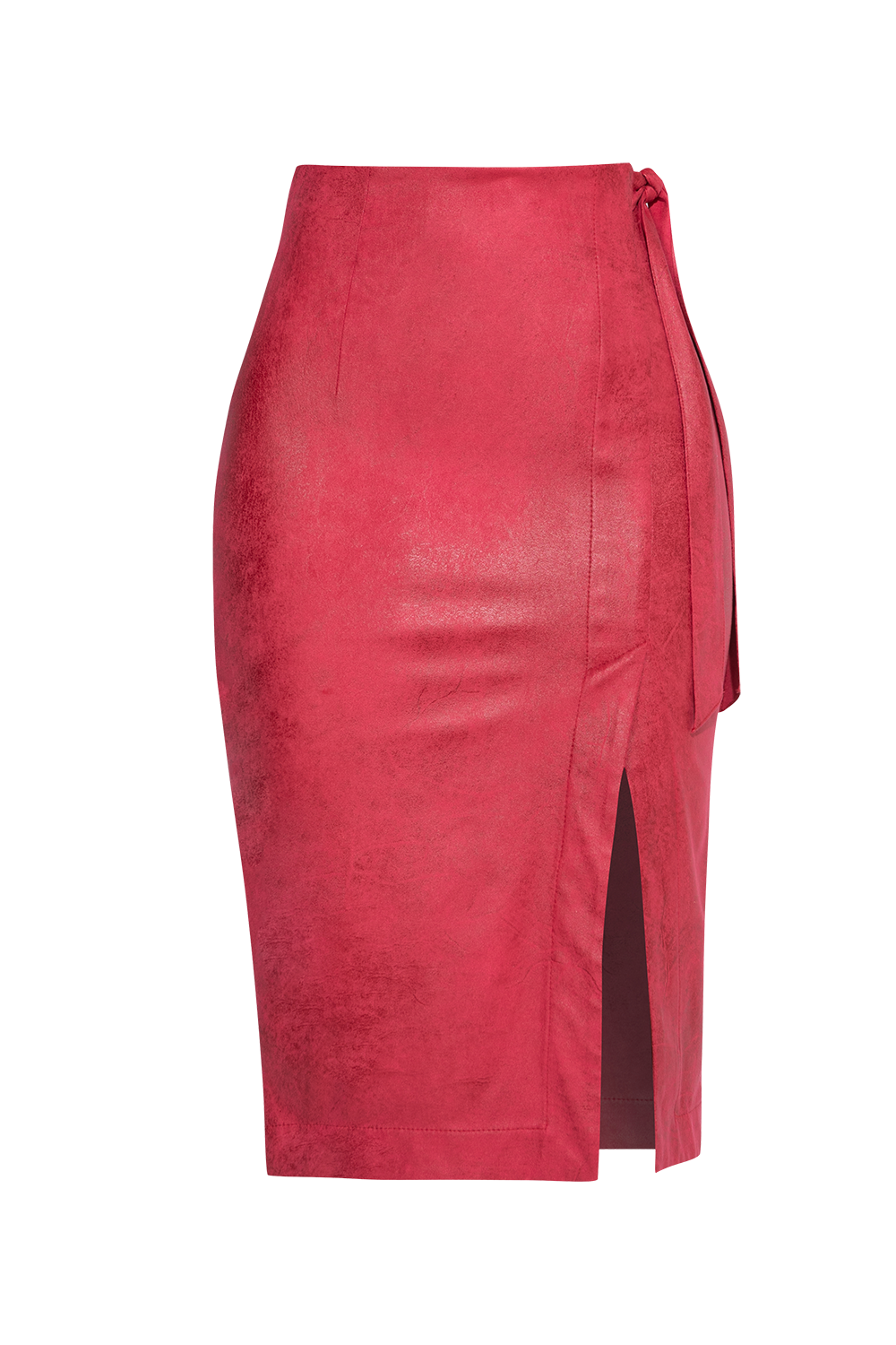 SUEDE-EFFECT CYCLAMEN WRAP SKIRT - ESSENTIALS JIORO АСИМЕТРИЧНА ПОЛА ОТ МАТЕРИЯ С ВЕЛУРЕН ЕФЕКТ В ЦВЯТ ЦИКЛАМА – ESSENTIALS JIORO