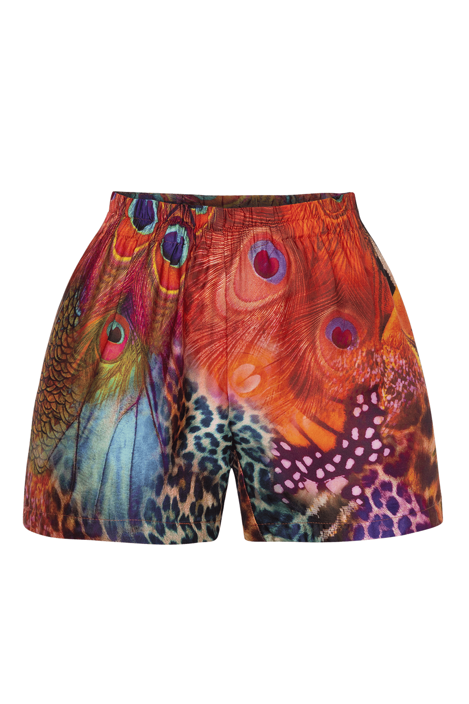 WOMEN'S SATIN VISCOSE SHORTS - LEO NEON WILD JIORO ДАМСКИ ШОРТИ ЛЪСКАВА ВИСКОЗА - LEO NEON JIORO