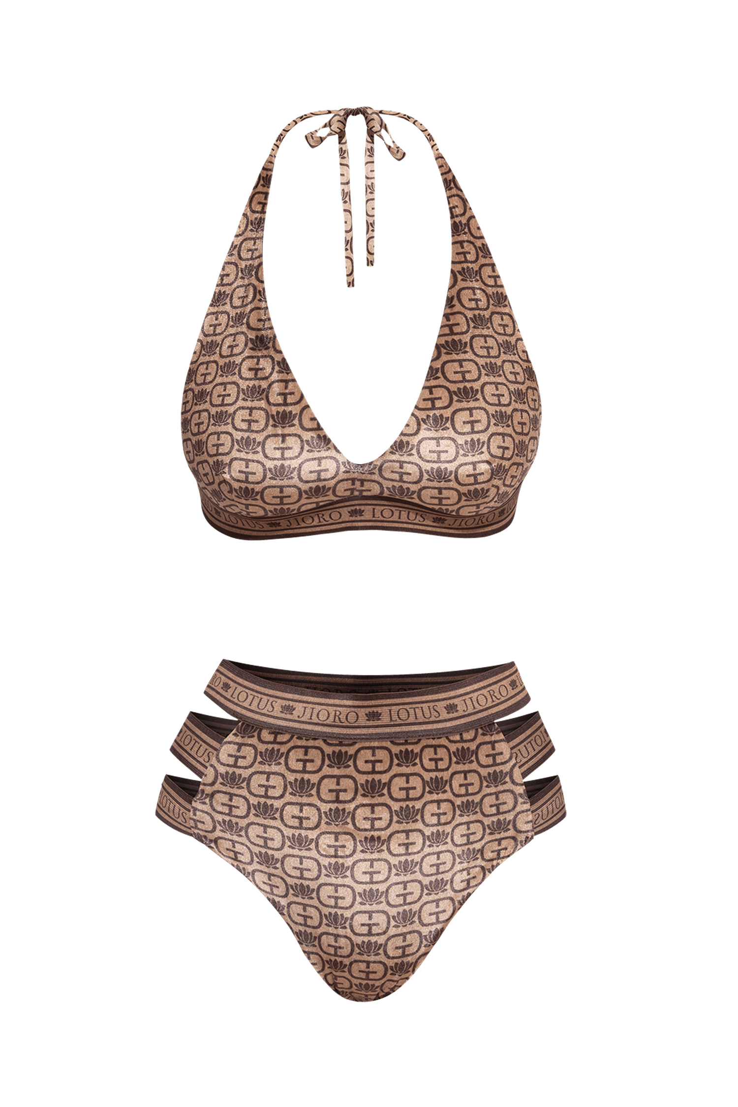 BIKINI-STYLE BOTTOM - MOCHA MOUSSE LOGO JIORO ДОЛНИЩЕ С ВИСОКА ТАЛИЯ ОТ КАДИФЕ - MOCHA MOUSSE LOGO JIORO