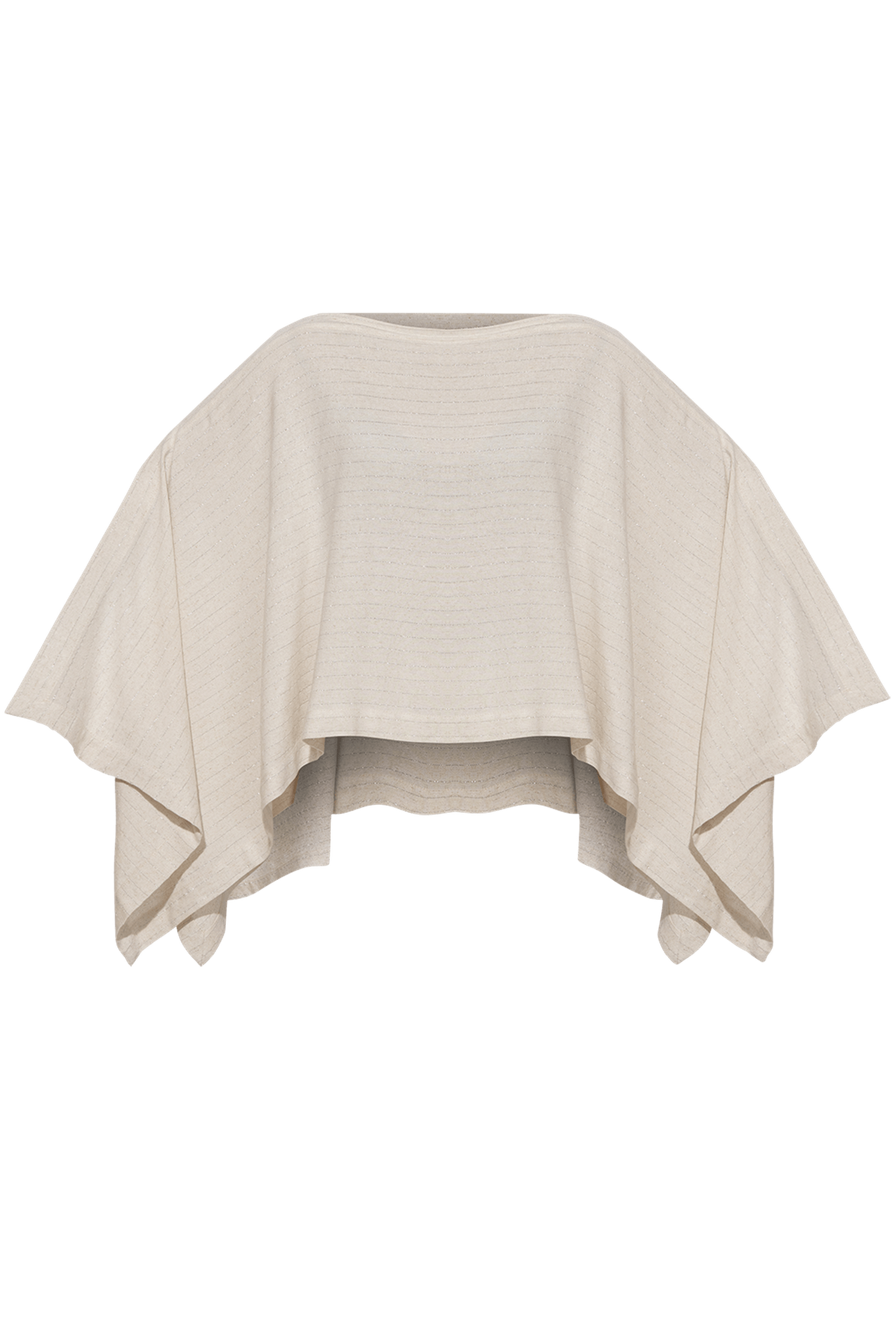 RELAXED VISCOSE-LINEN TUNIC WITH SIDE SLITS IN ECRU STRIPED - ESSENTIALS JIORO СВОБОДНА ТУНИКА В ЕКРЮ РАЙЕ ОТ ВИСКОЗА И ЛЕН СЪС СТРАНИЧНИ ЦЕПКИ - ESSENTIALS JIORO
