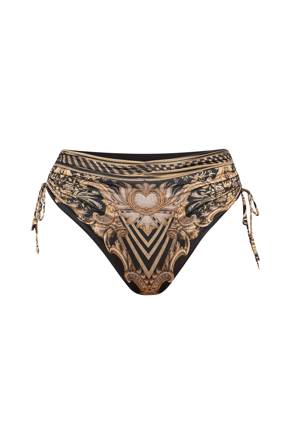 HIGH WAIST SWIM BOTTOM - GOLDEN STRIPES