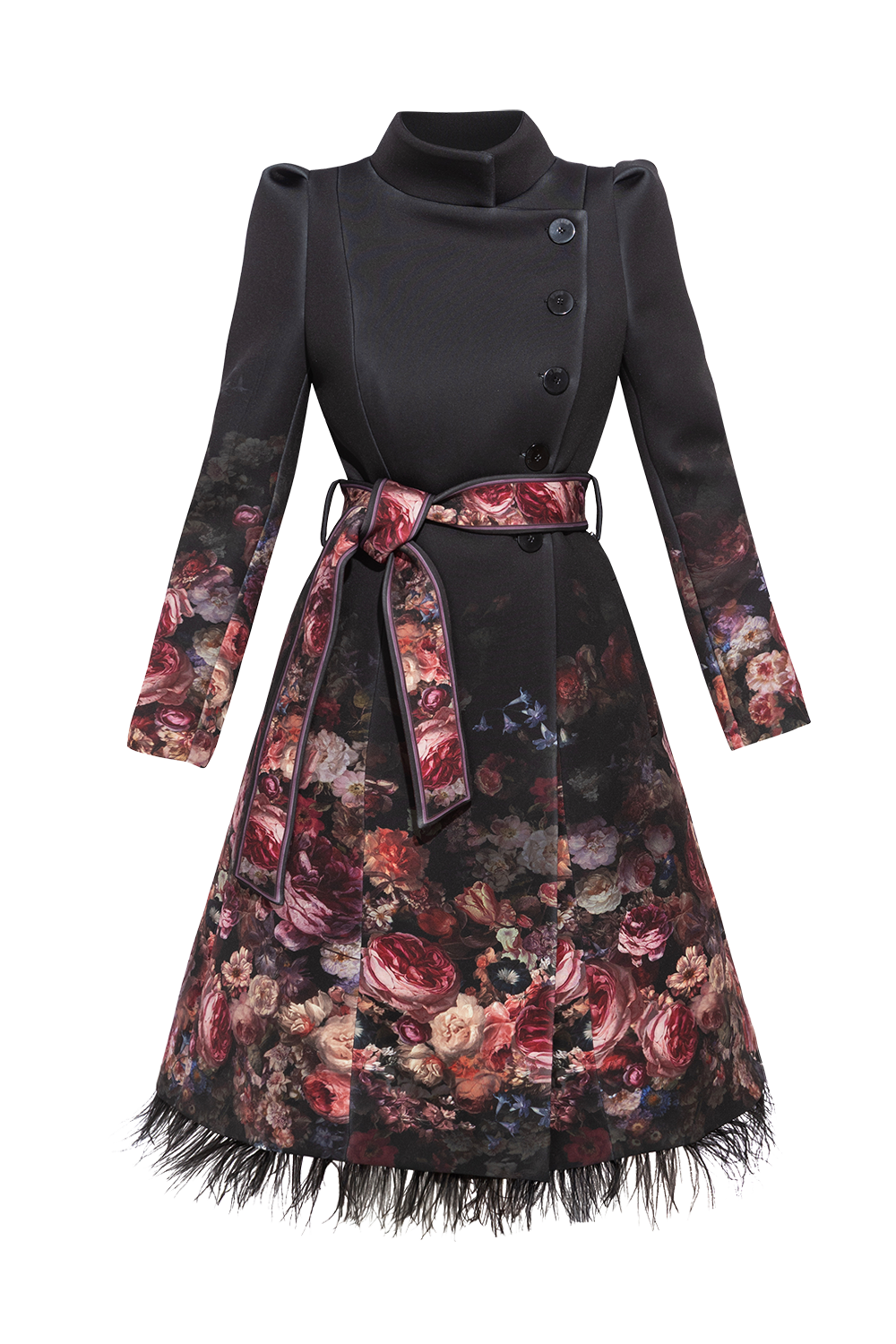 SCUBA NEOPREN COAT - VINTAGE FLOWERS JIORO ПАЛТО ОТ СКУБА НЕОПРЕН - VINTAGE FLOWERS JIORO