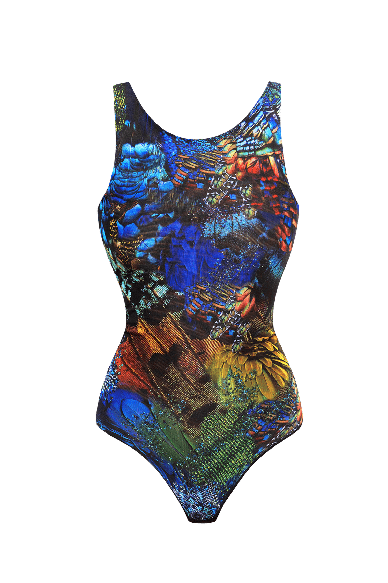 MESH SLEEVELESS BODYSUIT WITH OPEN BACK AND LINING - AMAZONIA