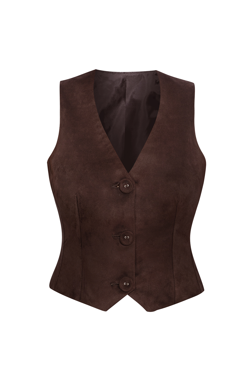SUEDE-EFFECT VEST IN DARK BROWN - ESSENTIALS