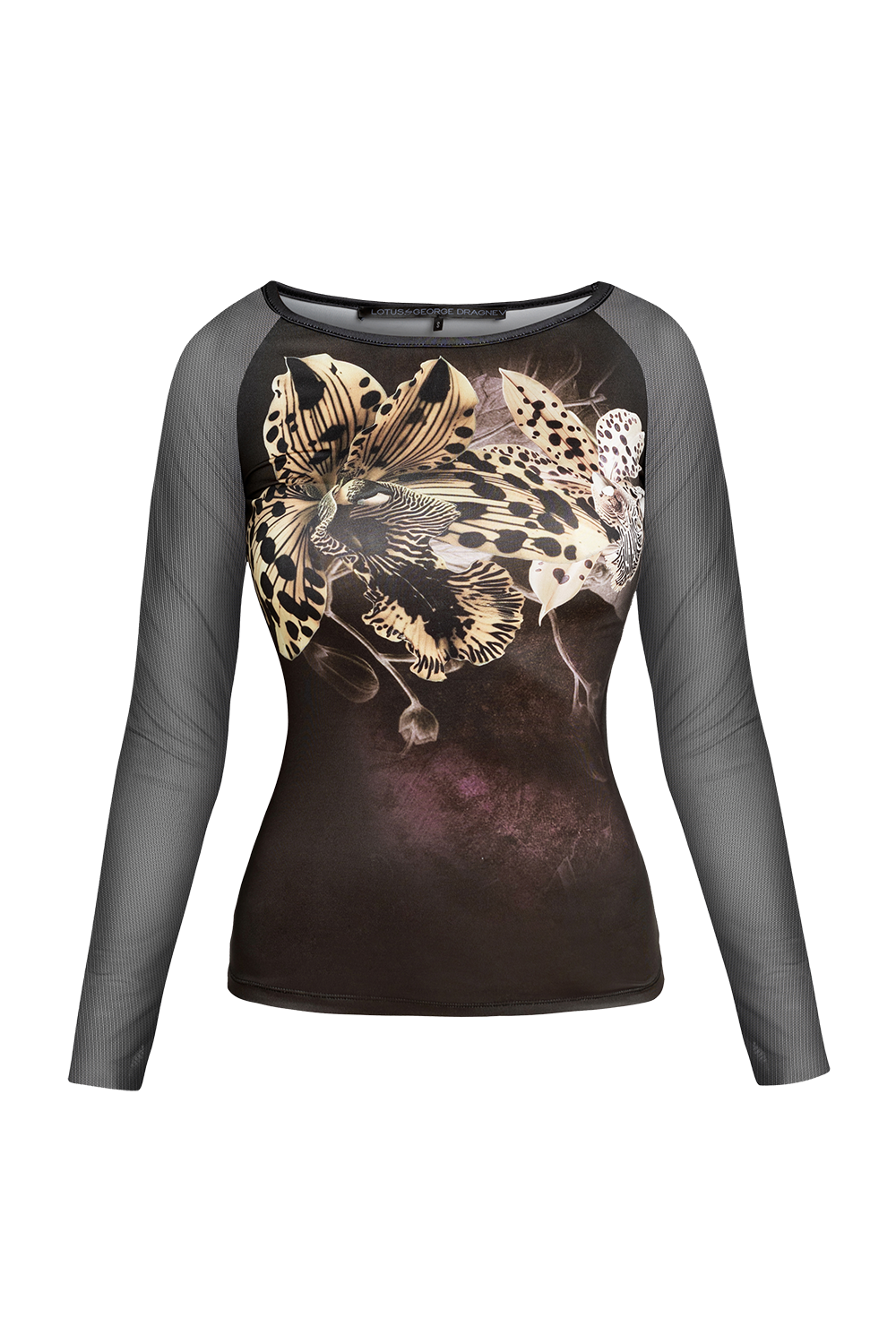 BLOUSE WITH NET SLEEVE - LEO ORCHID JIORO БЛУЗА С РЪКАВИ ОТ МРЕЖА - LEO ORCHID JIORO