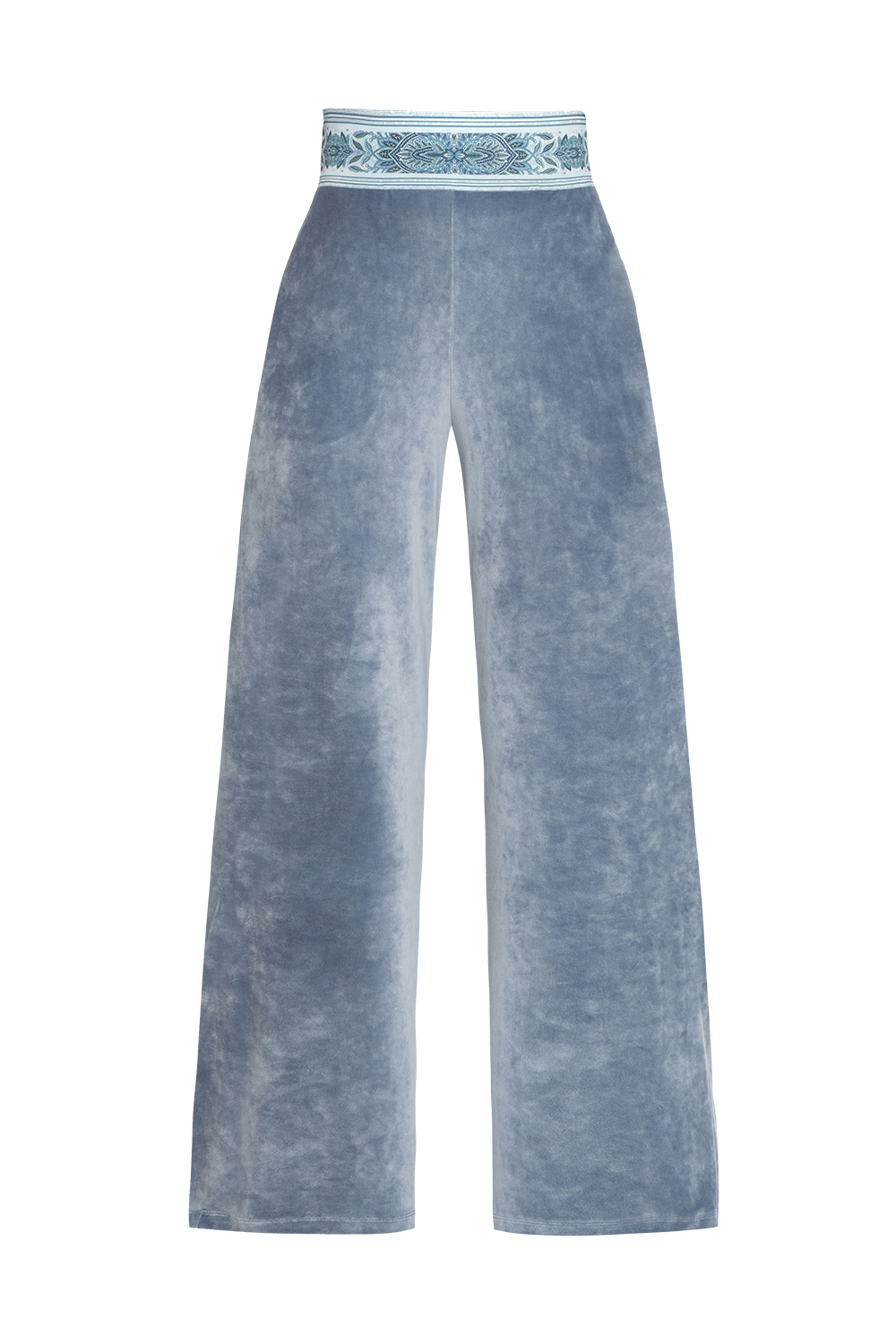 VELVET WIDE-LEG TROUSERS WITH ELASTIC WAIST IN STEEL GREY - ESSENTIALS JIORO БЛУЗА ОТ КАДИФЕ С НАБРАН КЪС РЪКАВ И V ДЕКОЛТЕ В СТОМАНЕНО СИВО - ESSENTIALS JIORO