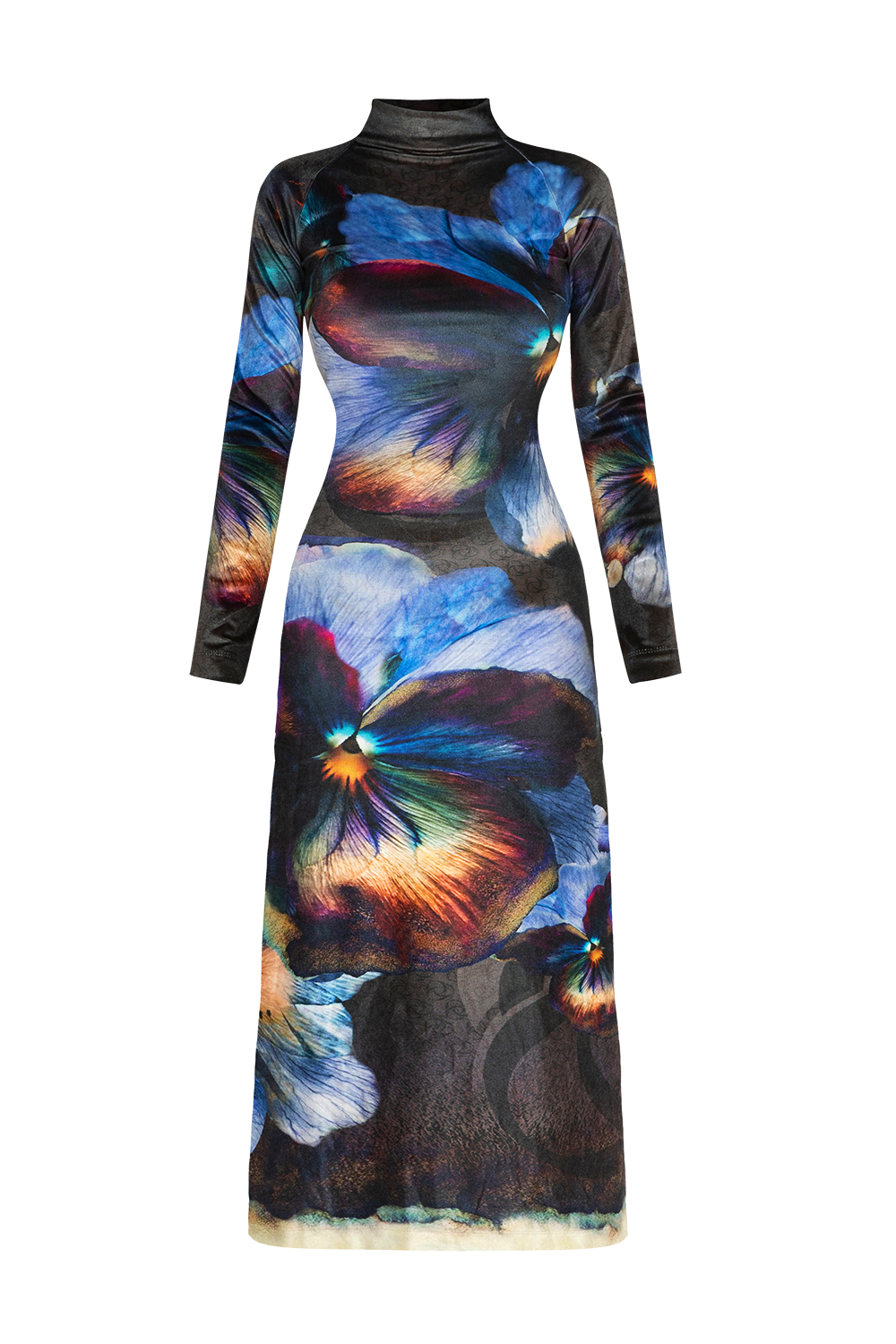 РОКЛЯ ОТ КАДИФЕ С ДЪЛЪГ РЕГЛАН РЪКАВ И ЦЕПКА - VIOLET